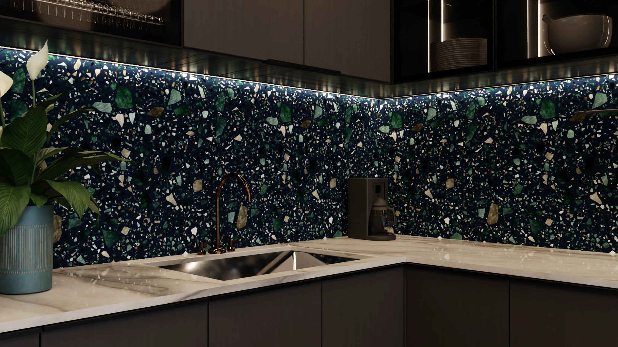Küchenrückwand - Terrazzo Nachtblau – Bild 5