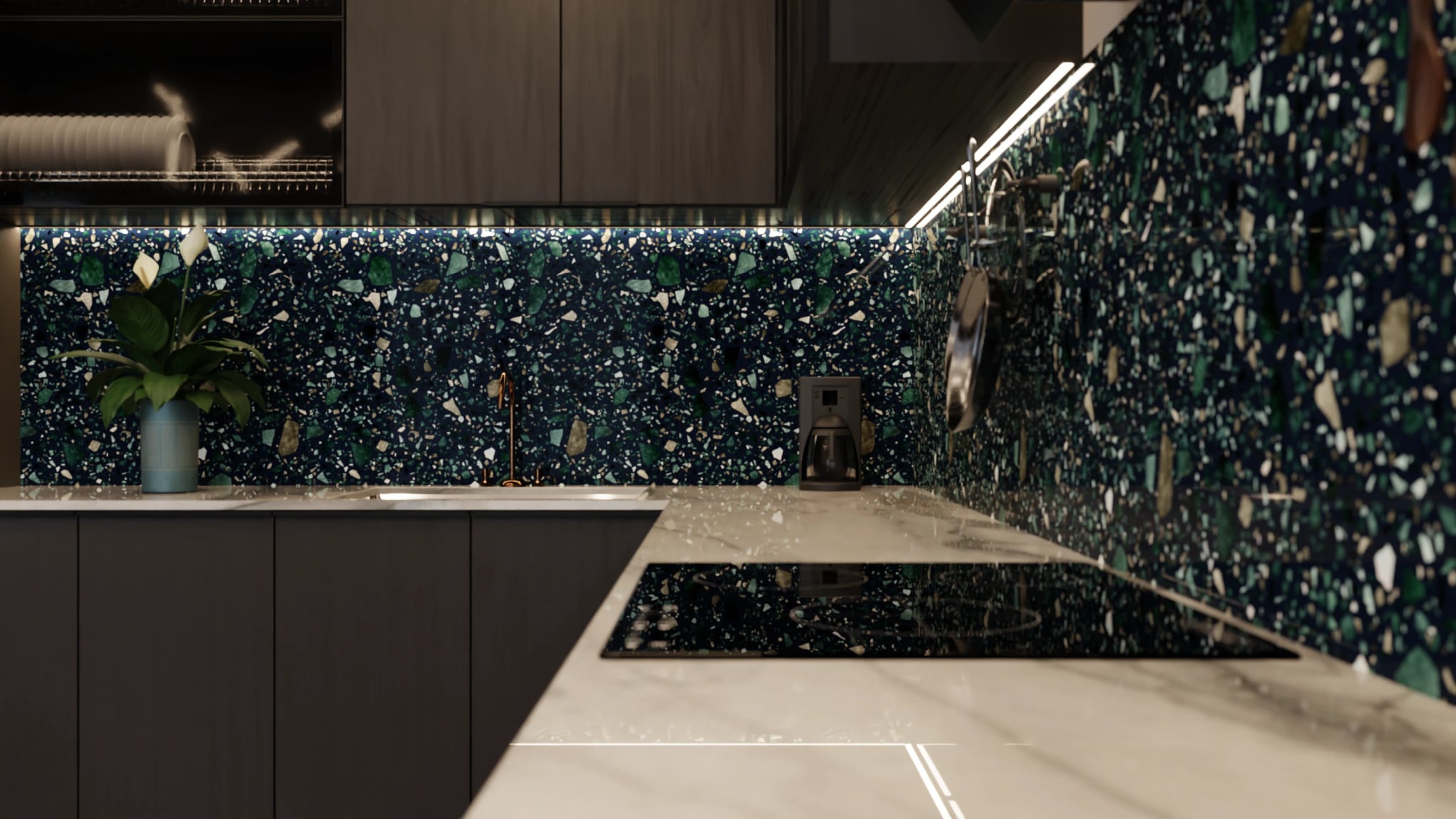 Küchenrückwand - Terrazzo Nachtblau – Bild 6