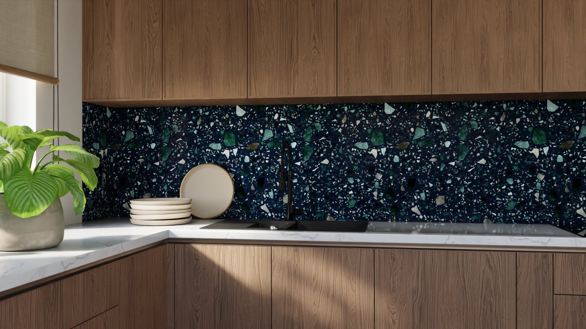 Küchenrückwand - Terrazzo Nachtblau – Bild 9