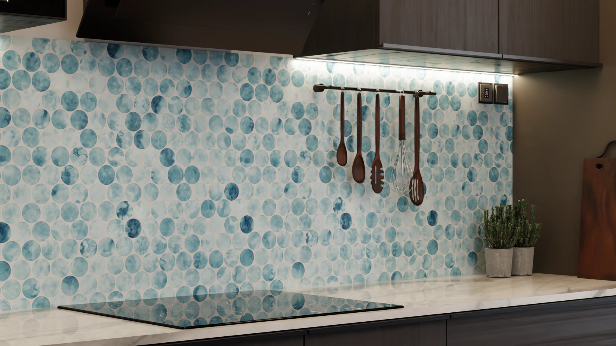 Küchenrückwand - Penny-Mosaik Blau-Aquarell – Bild 7