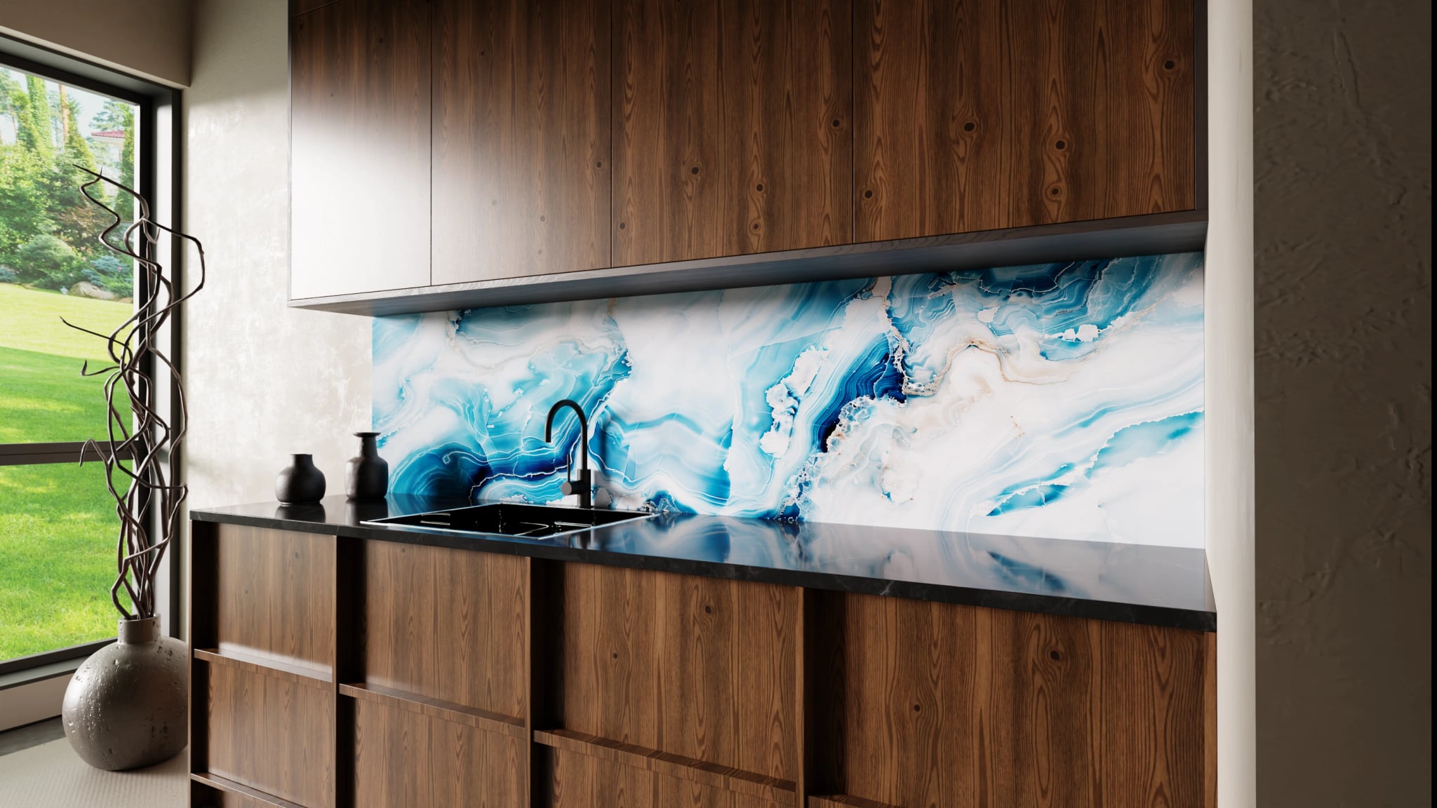 Küchenrückwand - Onyx-Marmor Eisblau – Bild 2