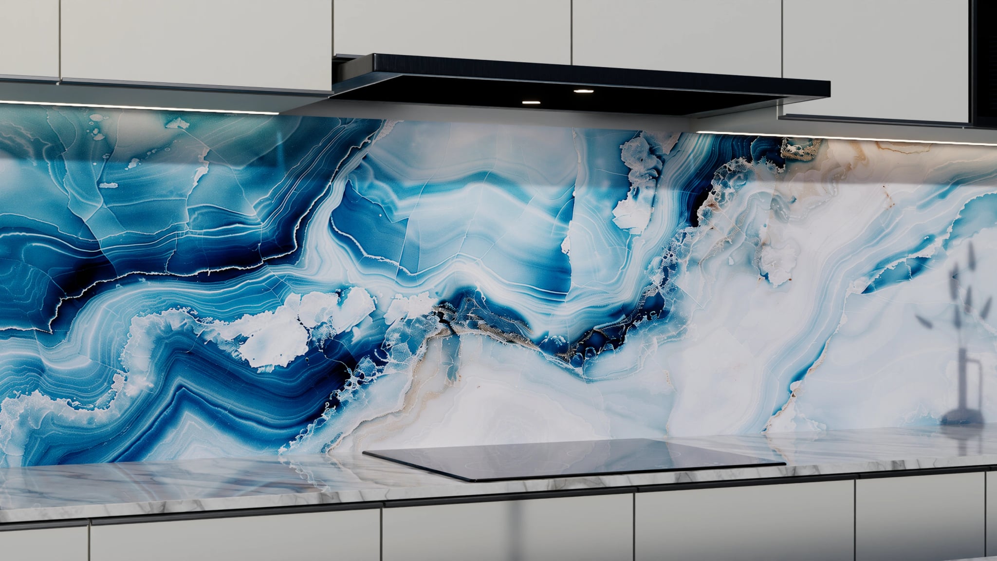 Küchenrückwand - Onyx-Marmor Eisblau – Bild 3