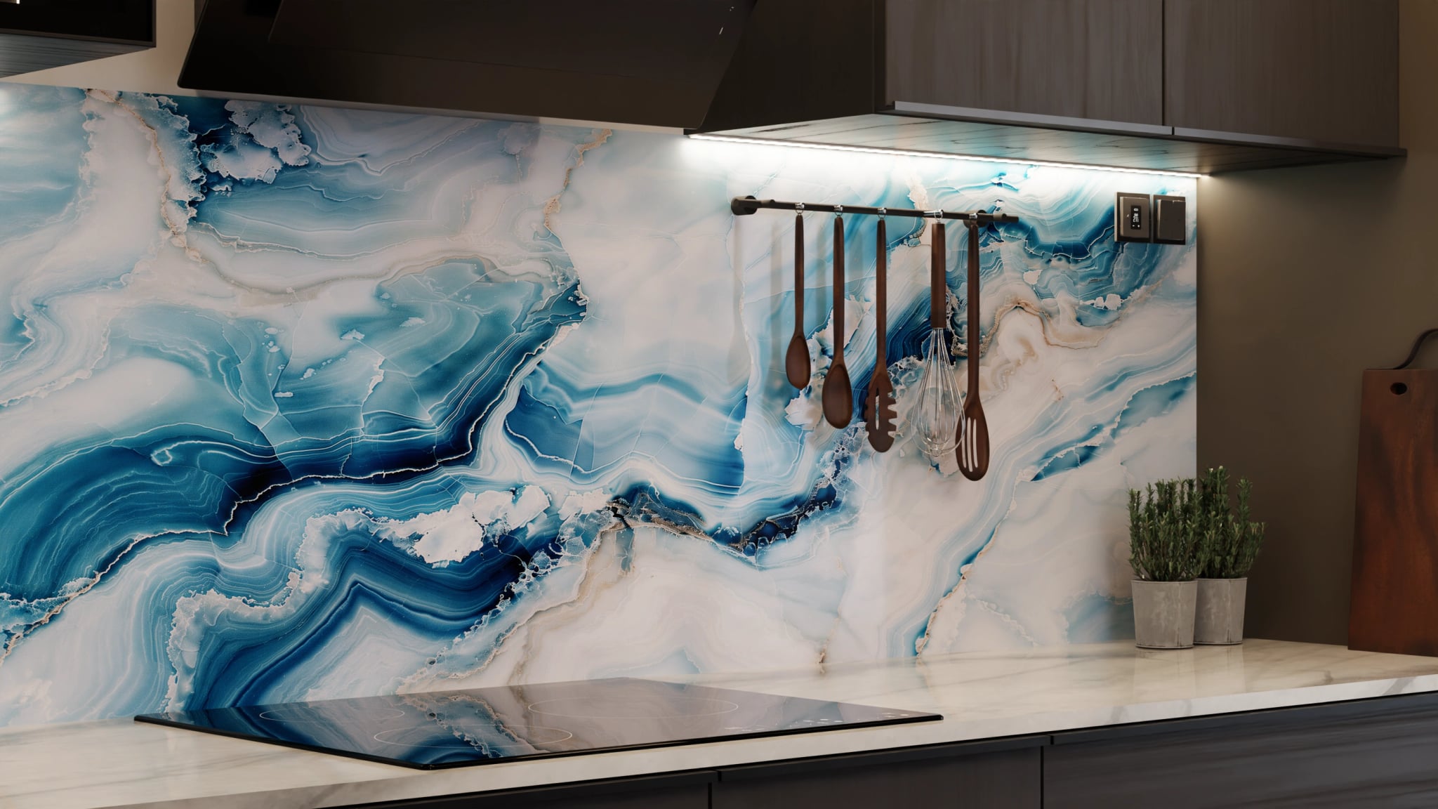 Küchenrückwand - Onyx-Marmor Eisblau – Bild 7