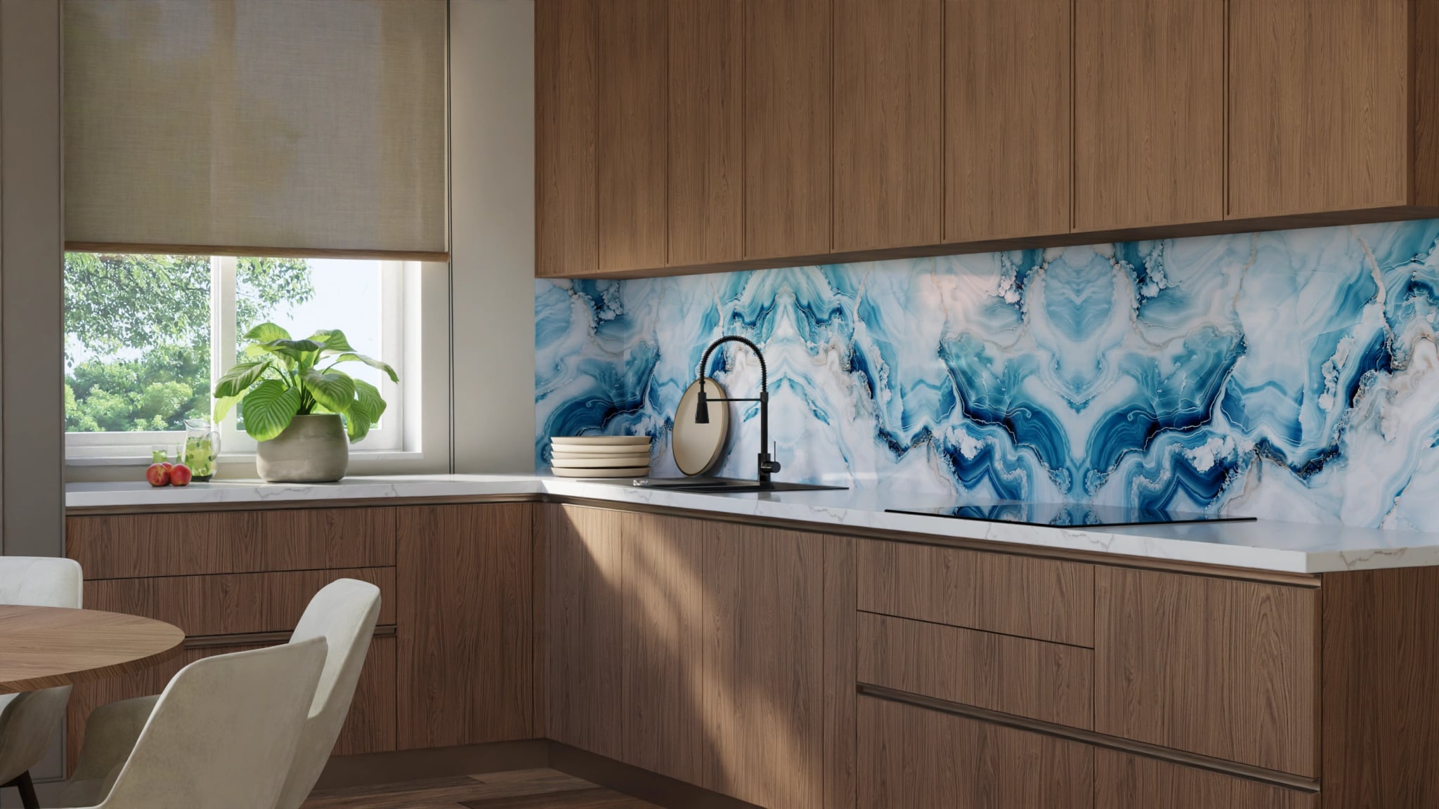 Küchenrückwand - Onyx-Marmor Eisblau – Bild 8