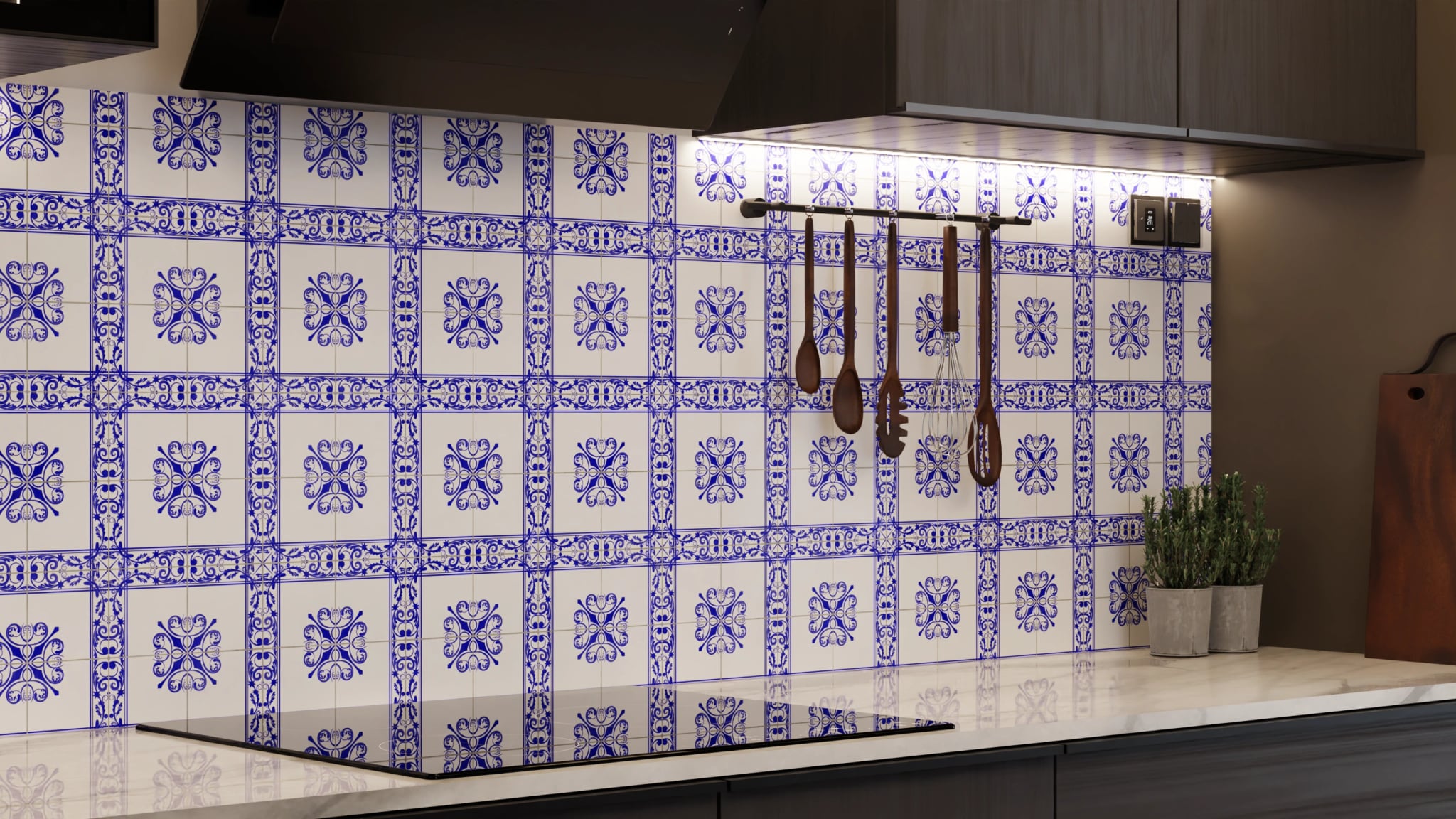 Küchenrückwand - Azulejo Rahmen Kobalt – Bild 7