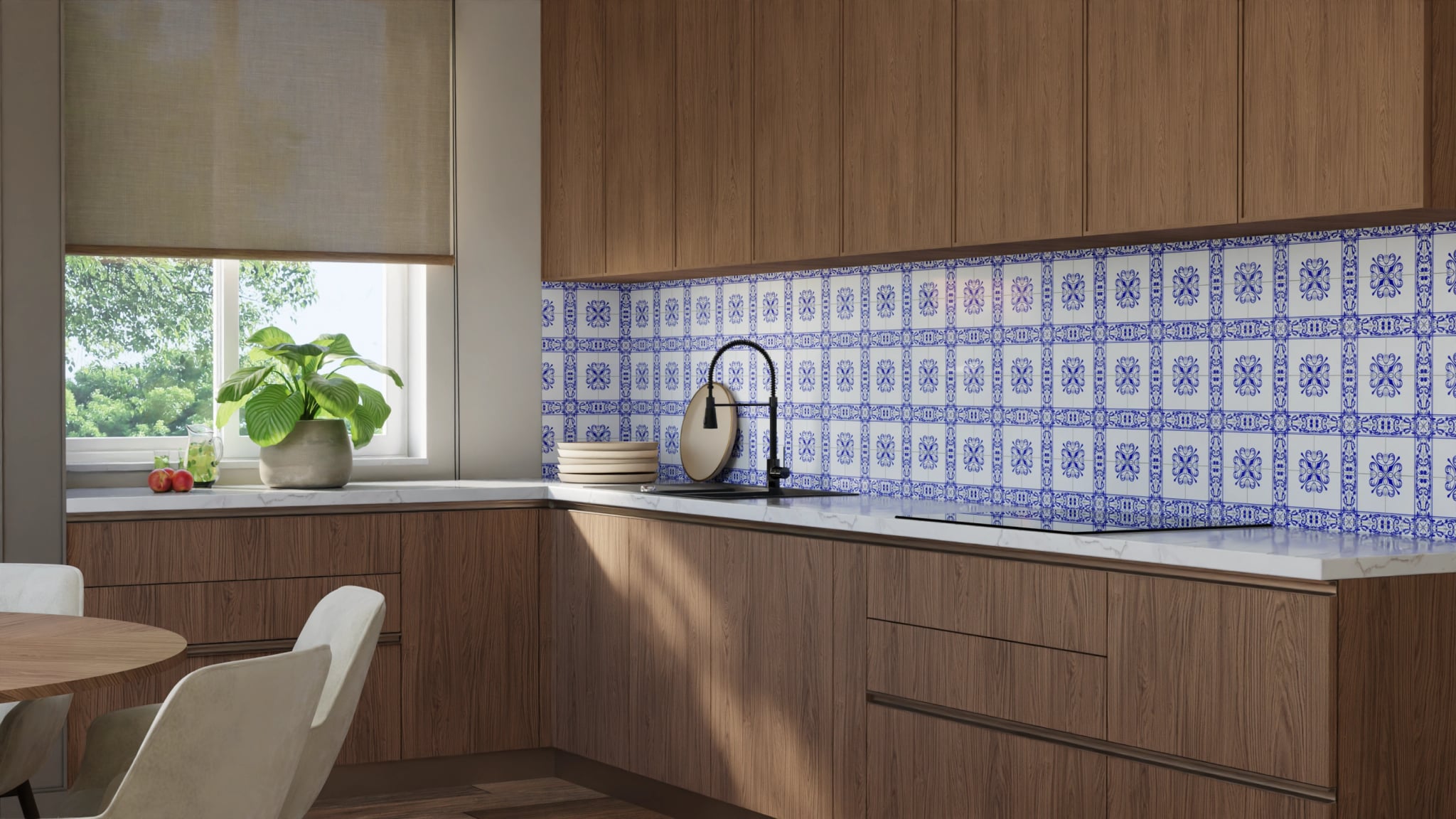 Küchenrückwand - Azulejo Rahmen Kobalt – Bild 8