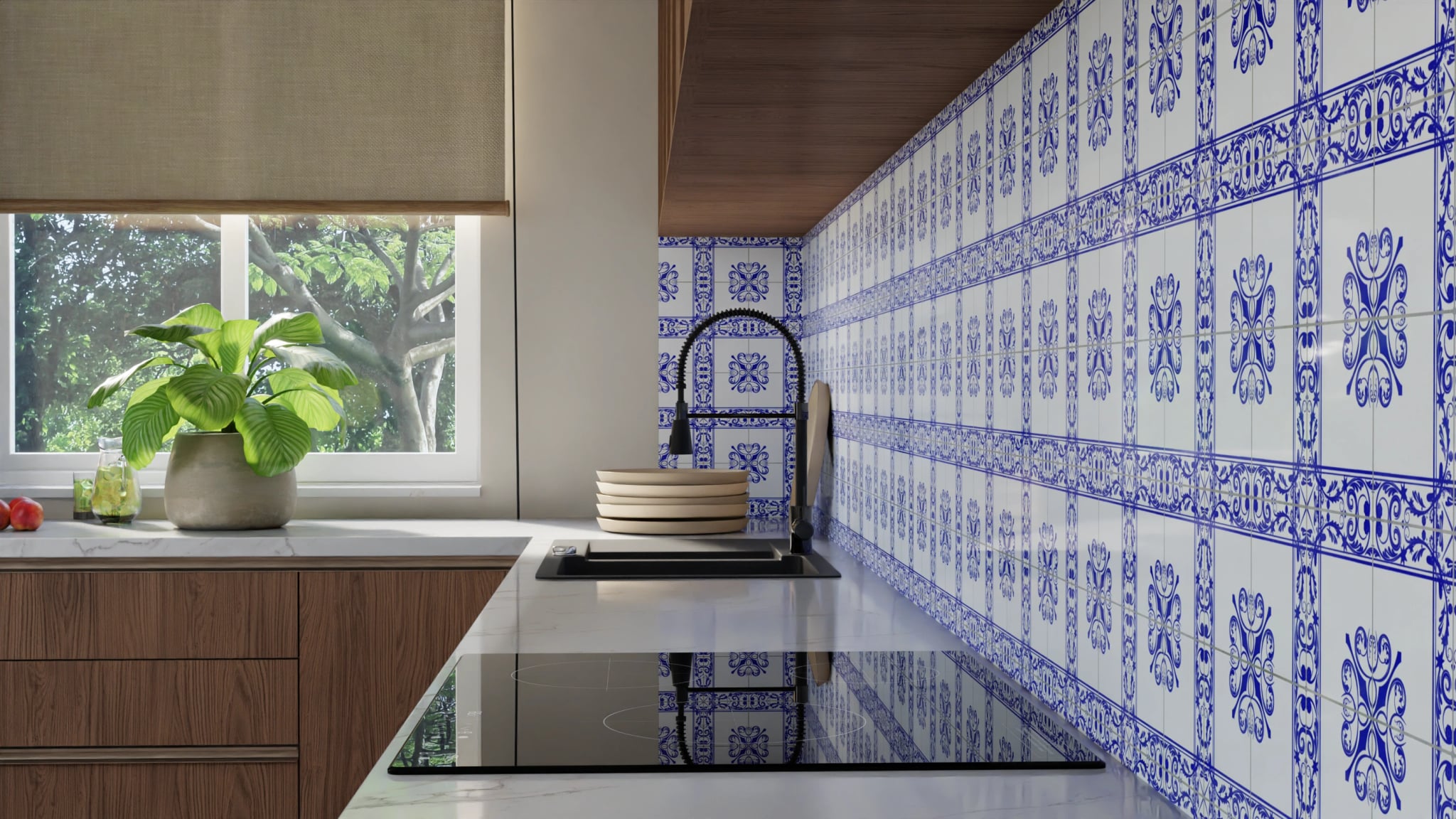 Küchenrückwand - Azulejo Rahmen Kobalt – Bild 10