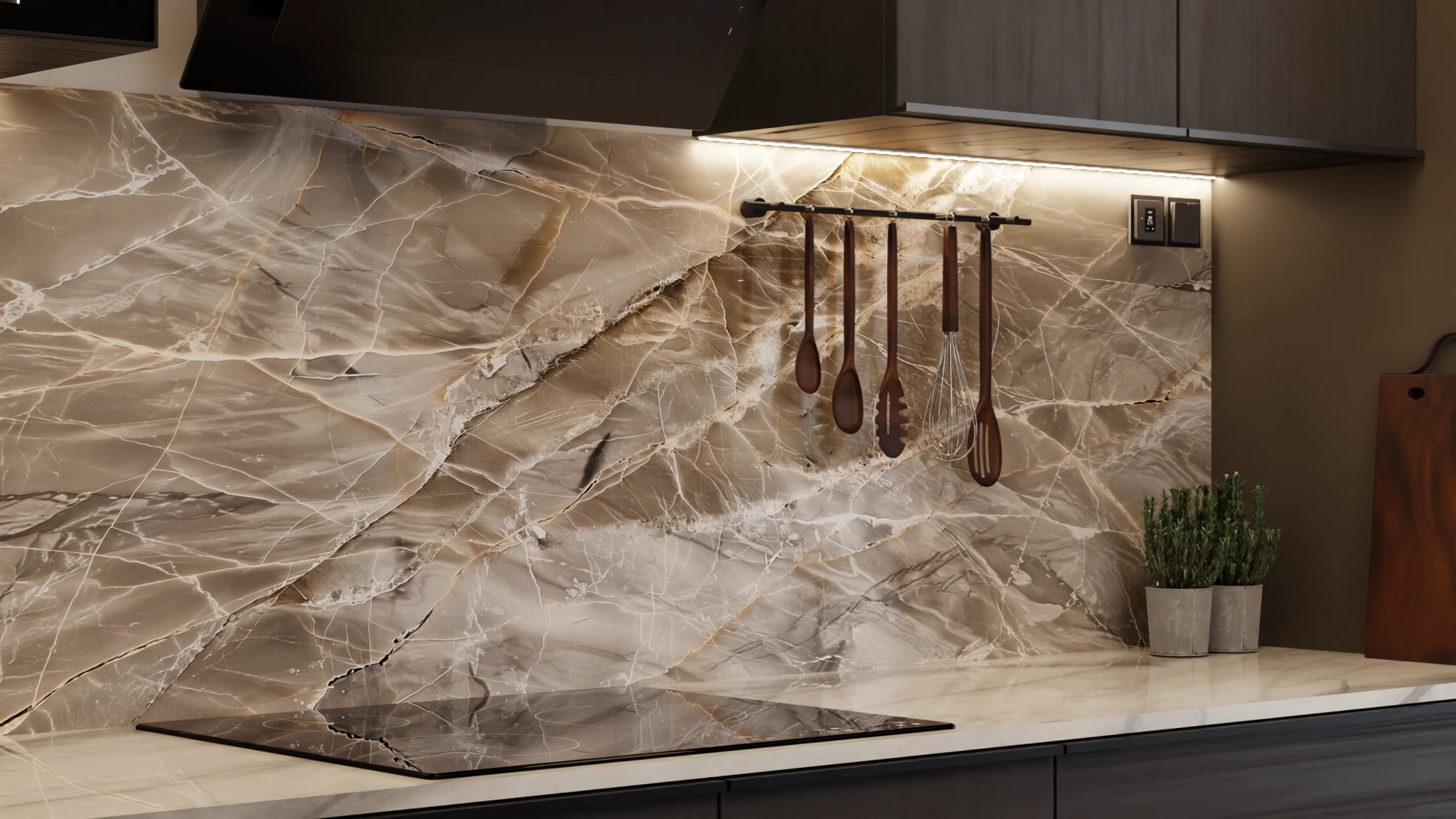 Küchenrückwand - Marmor Taupe Gold – Bild 7