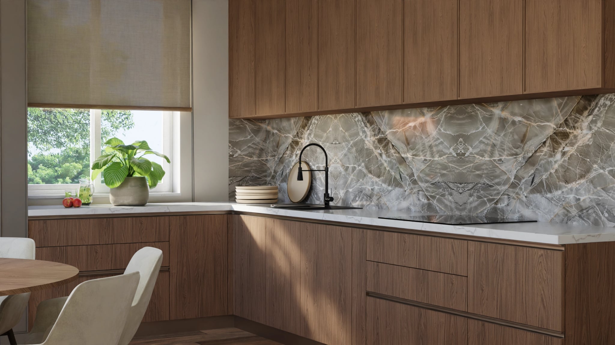 Küchenrückwand - Marmor Taupe Gold – Bild 8