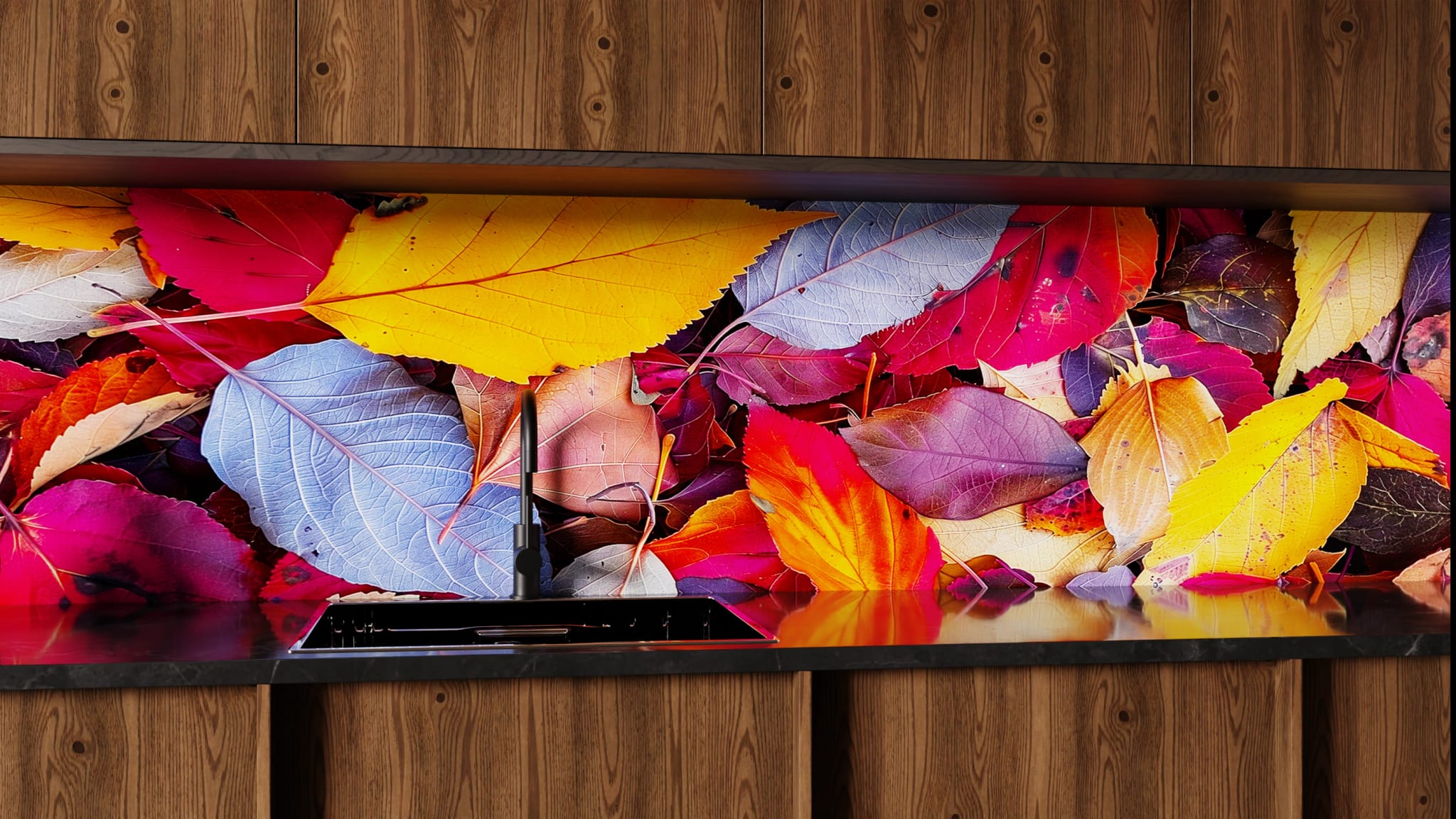 Küchenrückwand - Herbstlaub Bunt