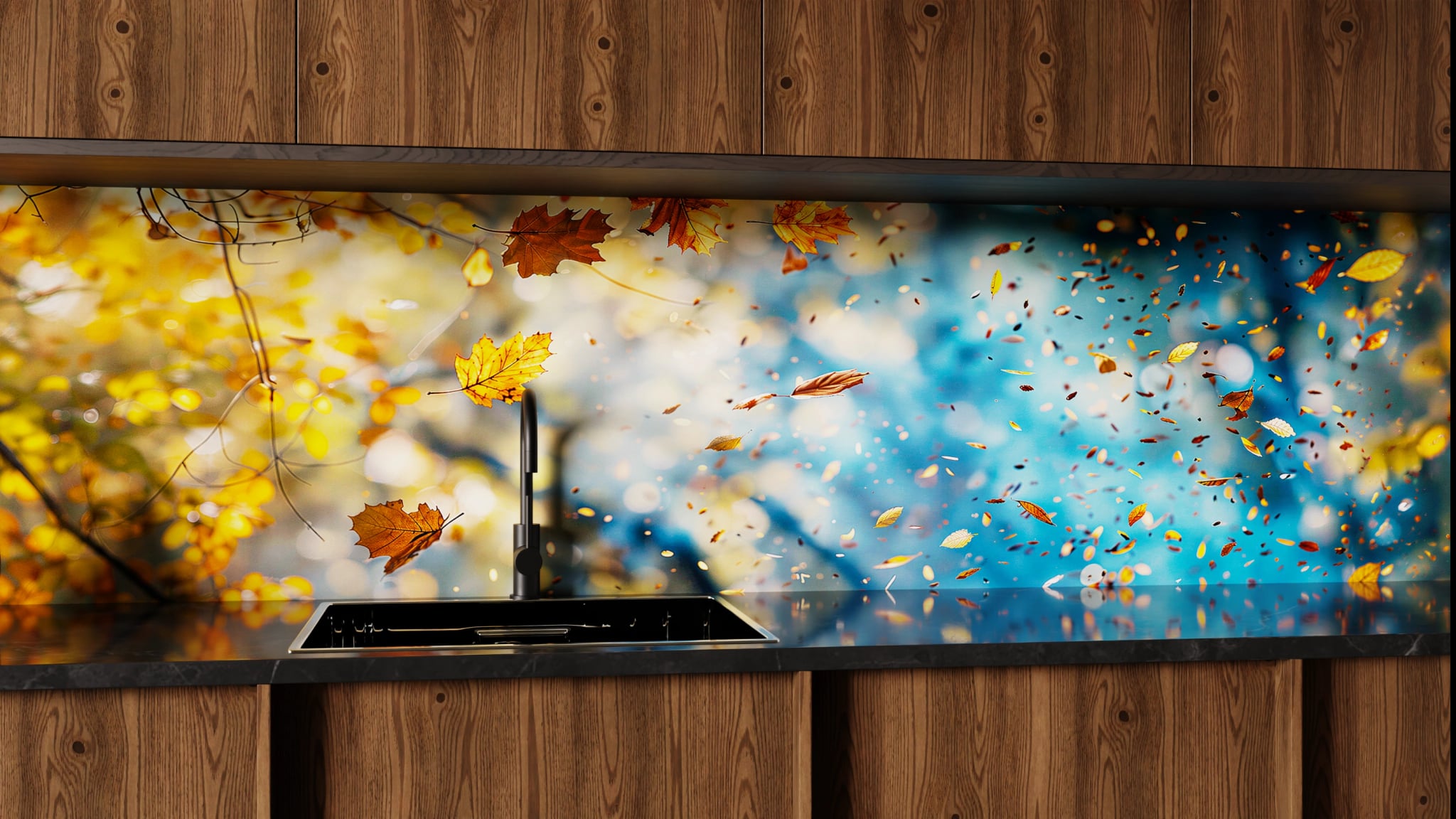 Küchenrückwand - Herbstlaub Lichtspiel – Bild 1