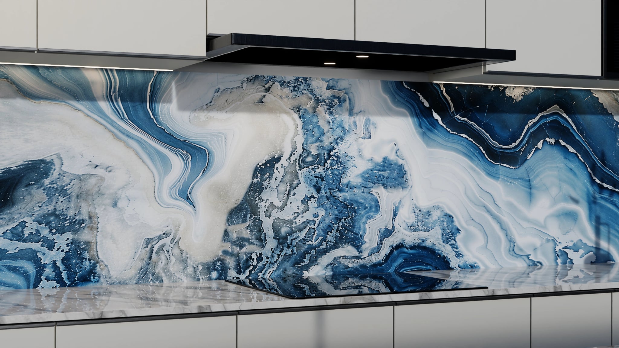 Küchenrückwand - Onyx-Marmor Blau-Sand – Bild 3