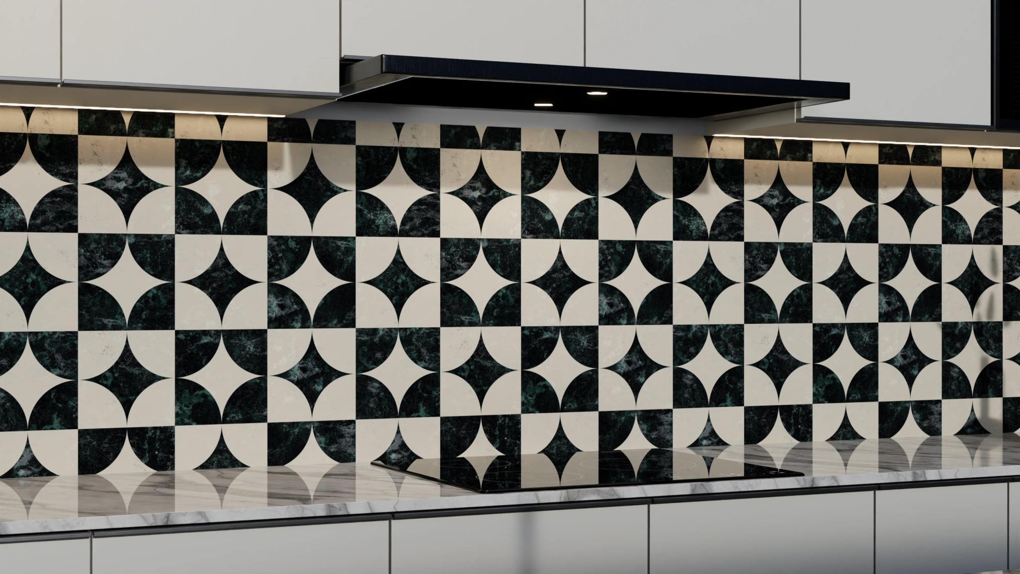 Küchenrückwand - Marmor Quatrefoil Dunkelgrün – Bild 3