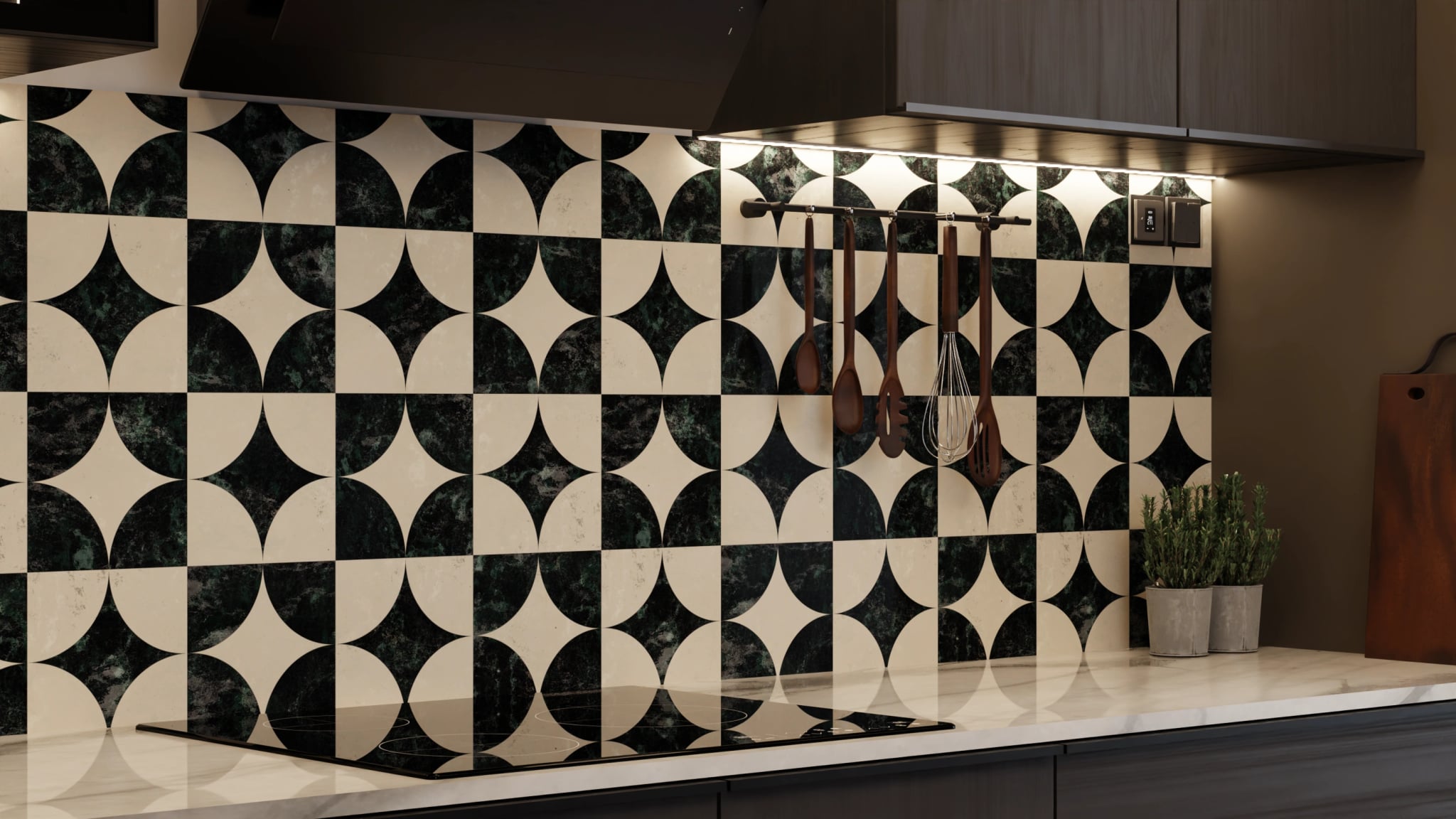 Küchenrückwand - Marmor Quatrefoil Dunkelgrün – Bild 7
