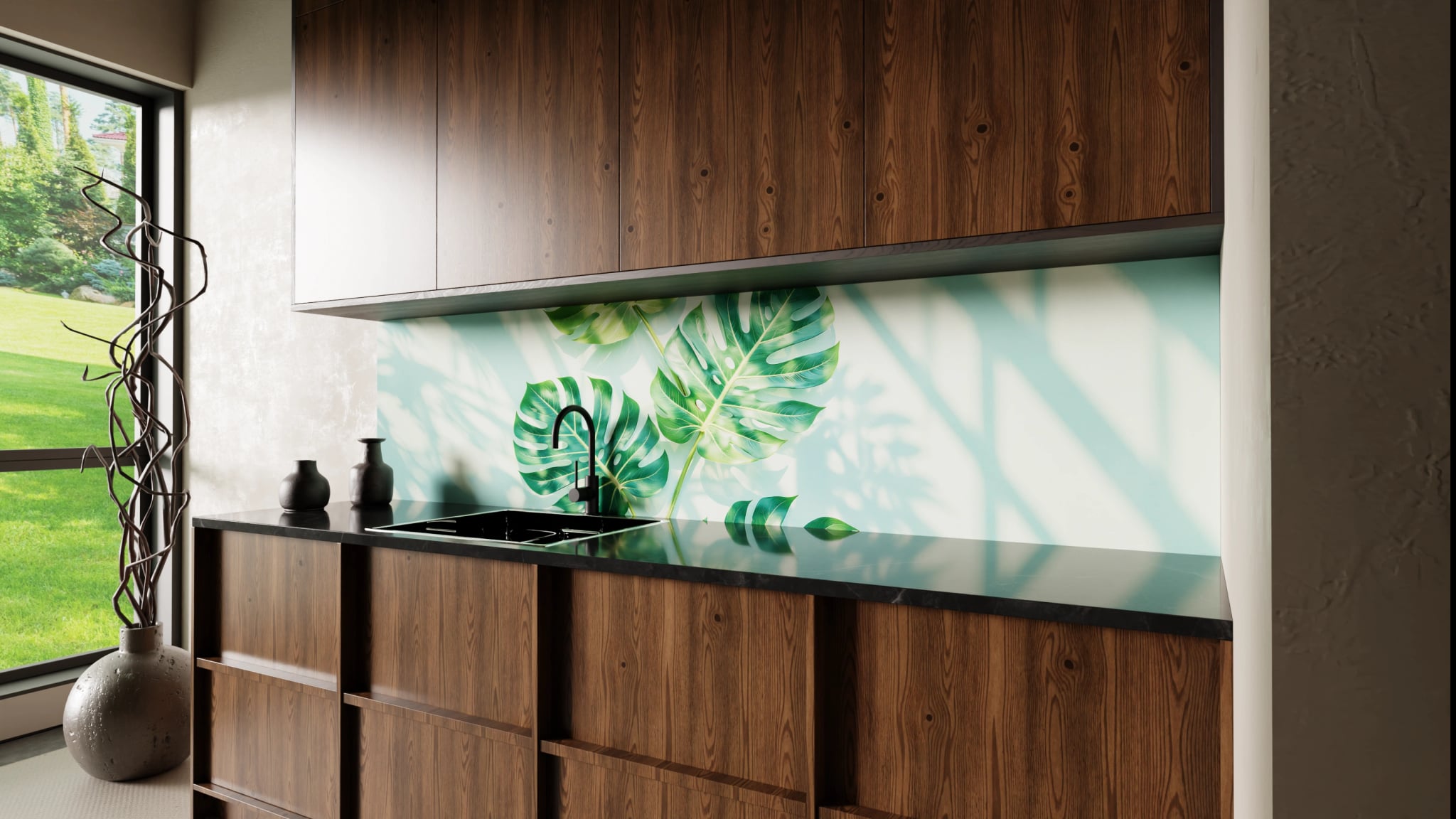 Küchenrückwand - Monstera Schattenspiel Mint – Bild 2