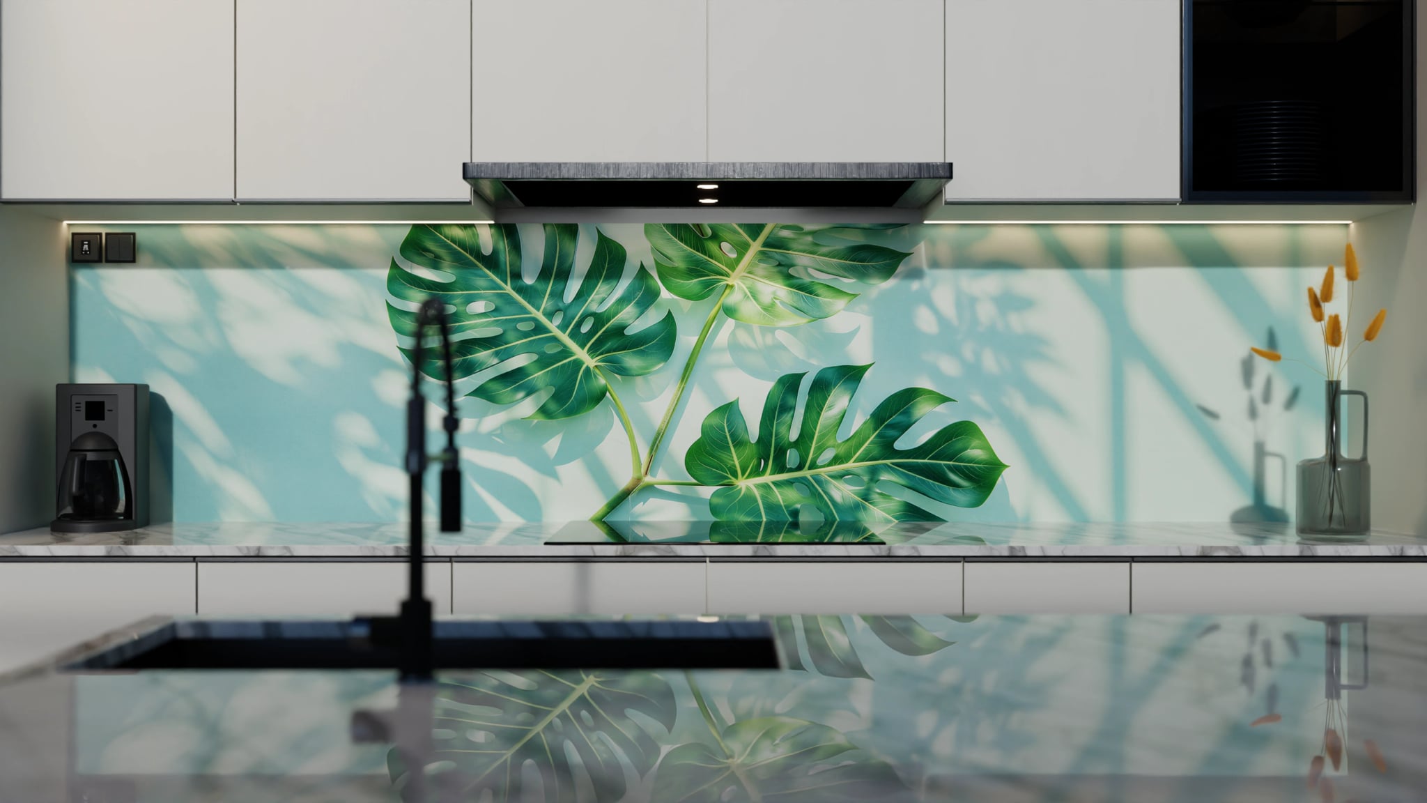Küchenrückwand - Monstera Schattenspiel Mint – Bild 4