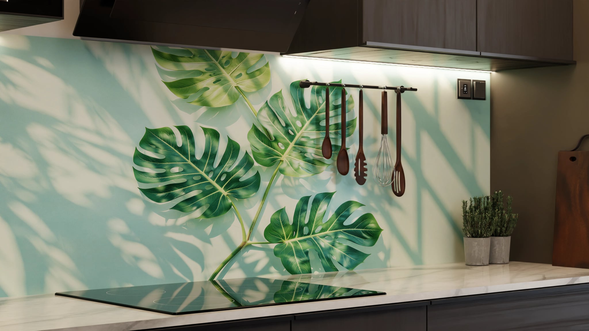 Küchenrückwand - Monstera Schattenspiel Mint – Bild 7