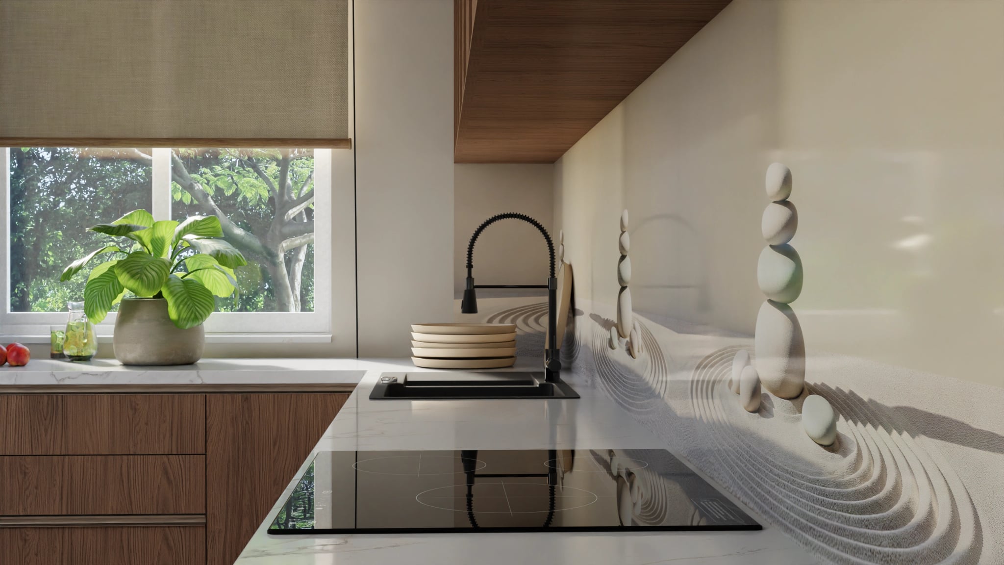 Küchenrückwand - Zen-Garten Steine Sand – Bild 10