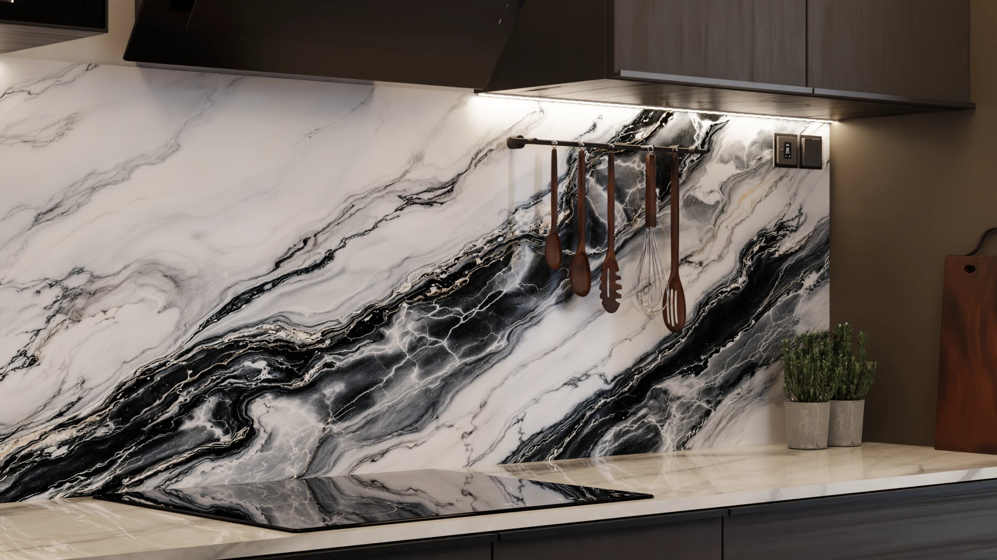 Küchenrückwand - Marmor Weiß-Grau Schwarzader – Bild 7