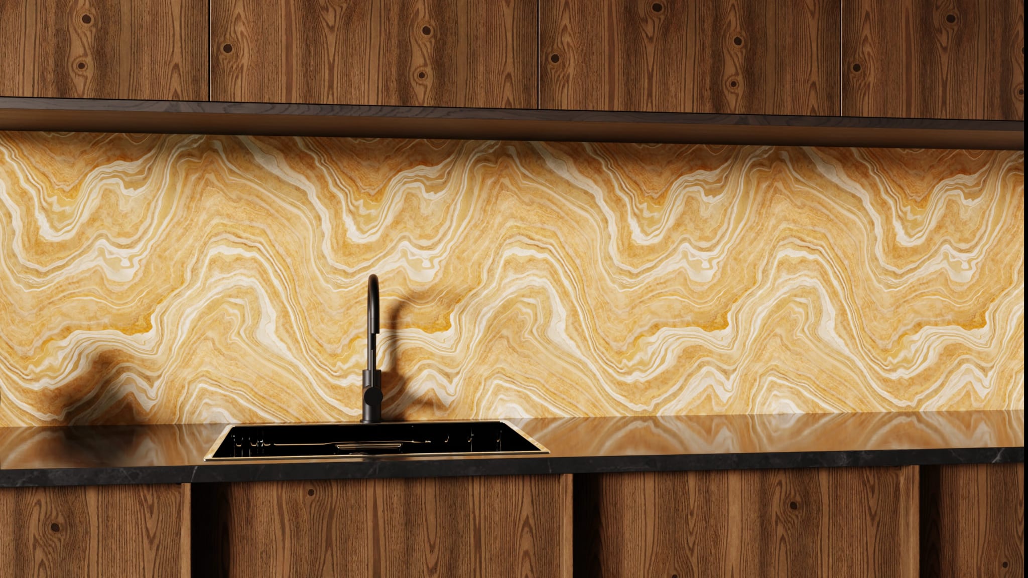 Küchenrückwand - Onyx Honig-Gold