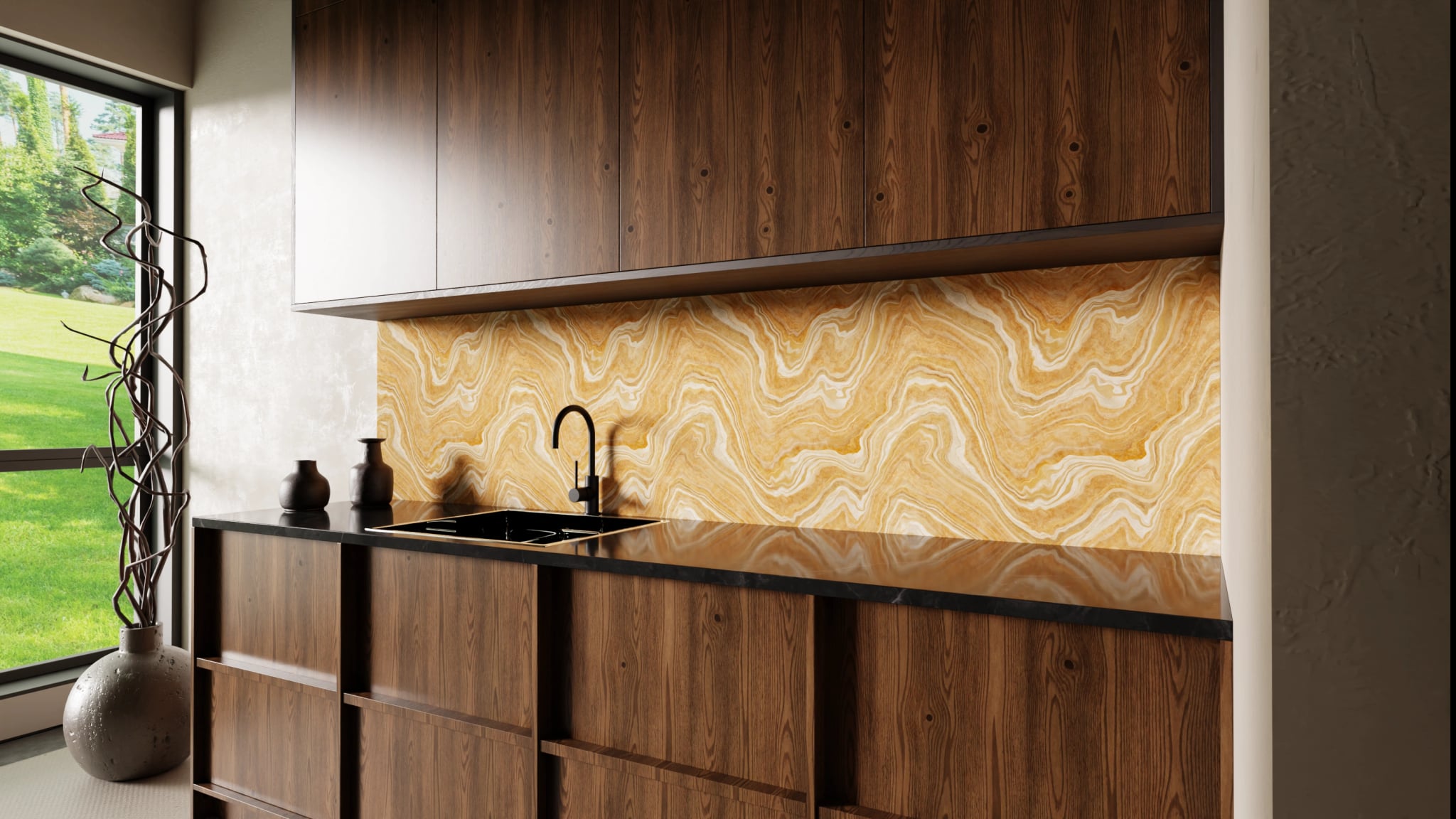 Küchenrückwand - Onyx Honig-Gold – Bild 2