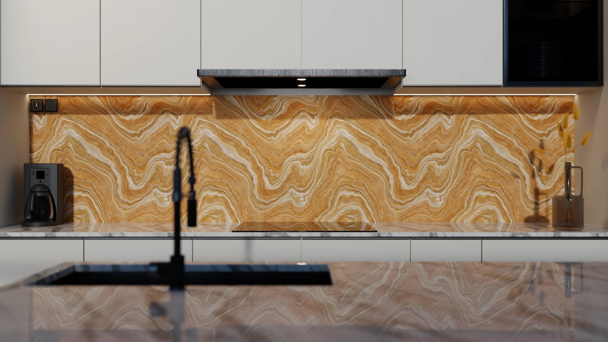 Küchenrückwand - Onyx Honig-Gold – Bild 4