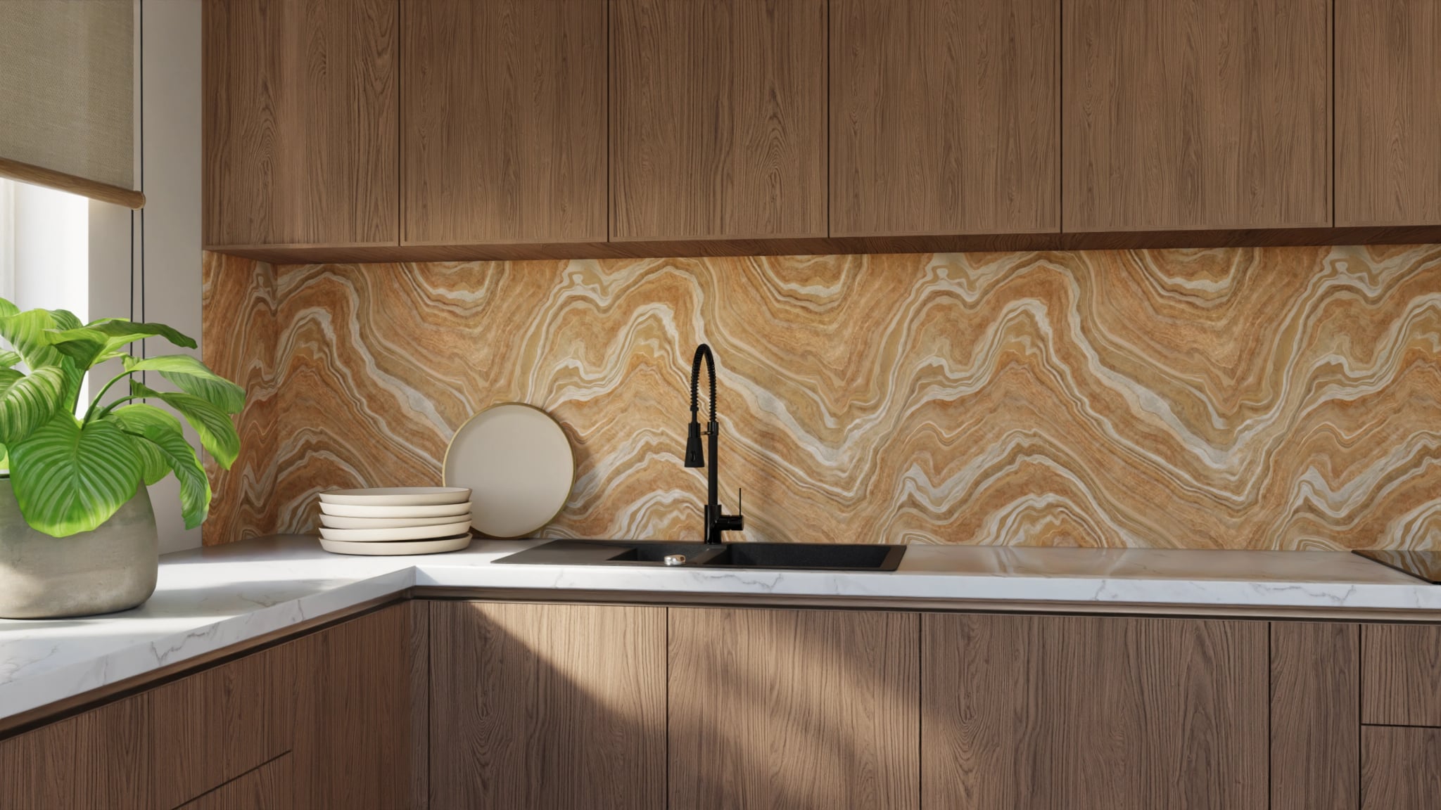 Küchenrückwand - Onyx Honig-Gold – Bild 9