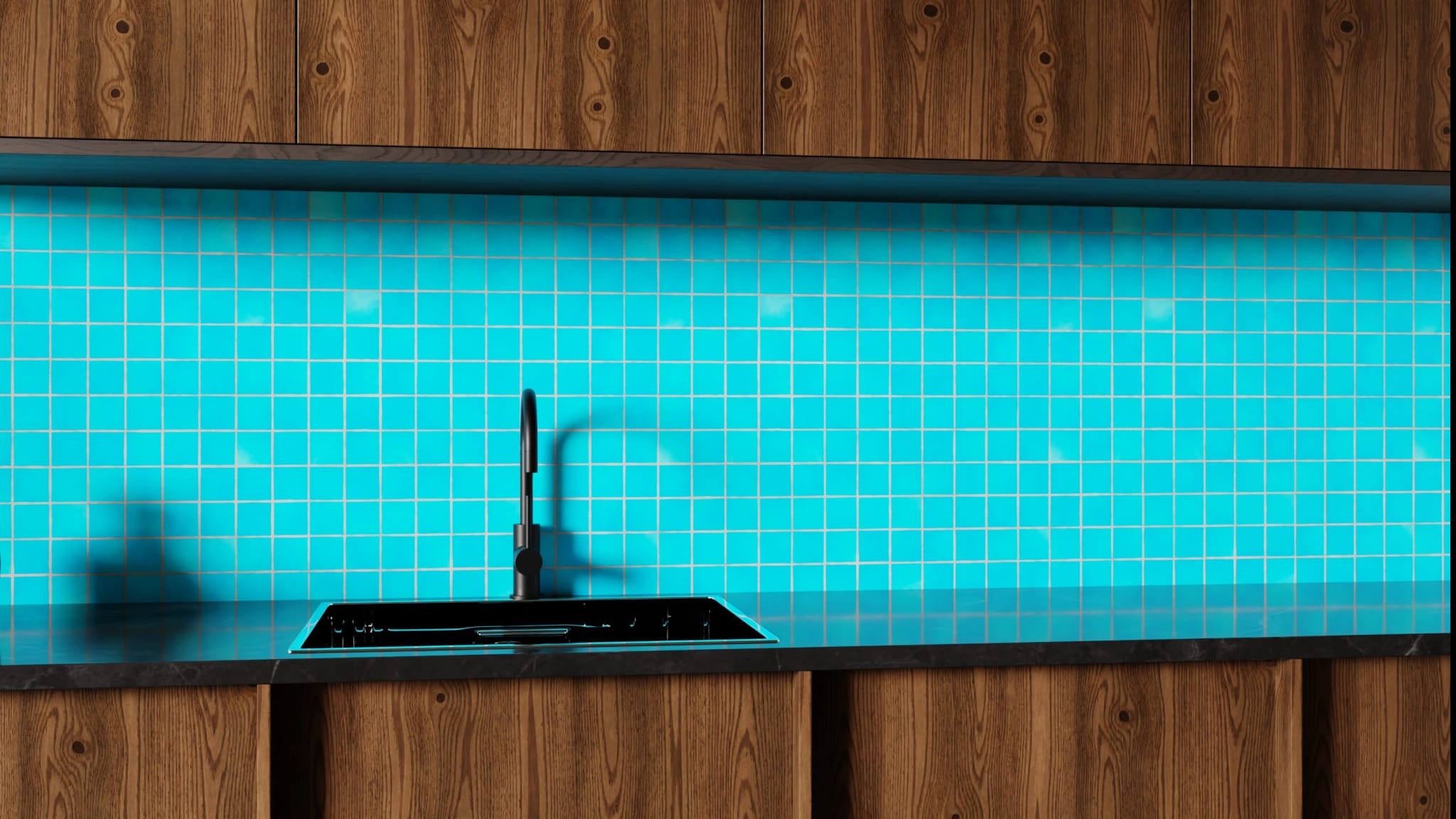 Küchenrückwand - Pool-Fliesen Türkis