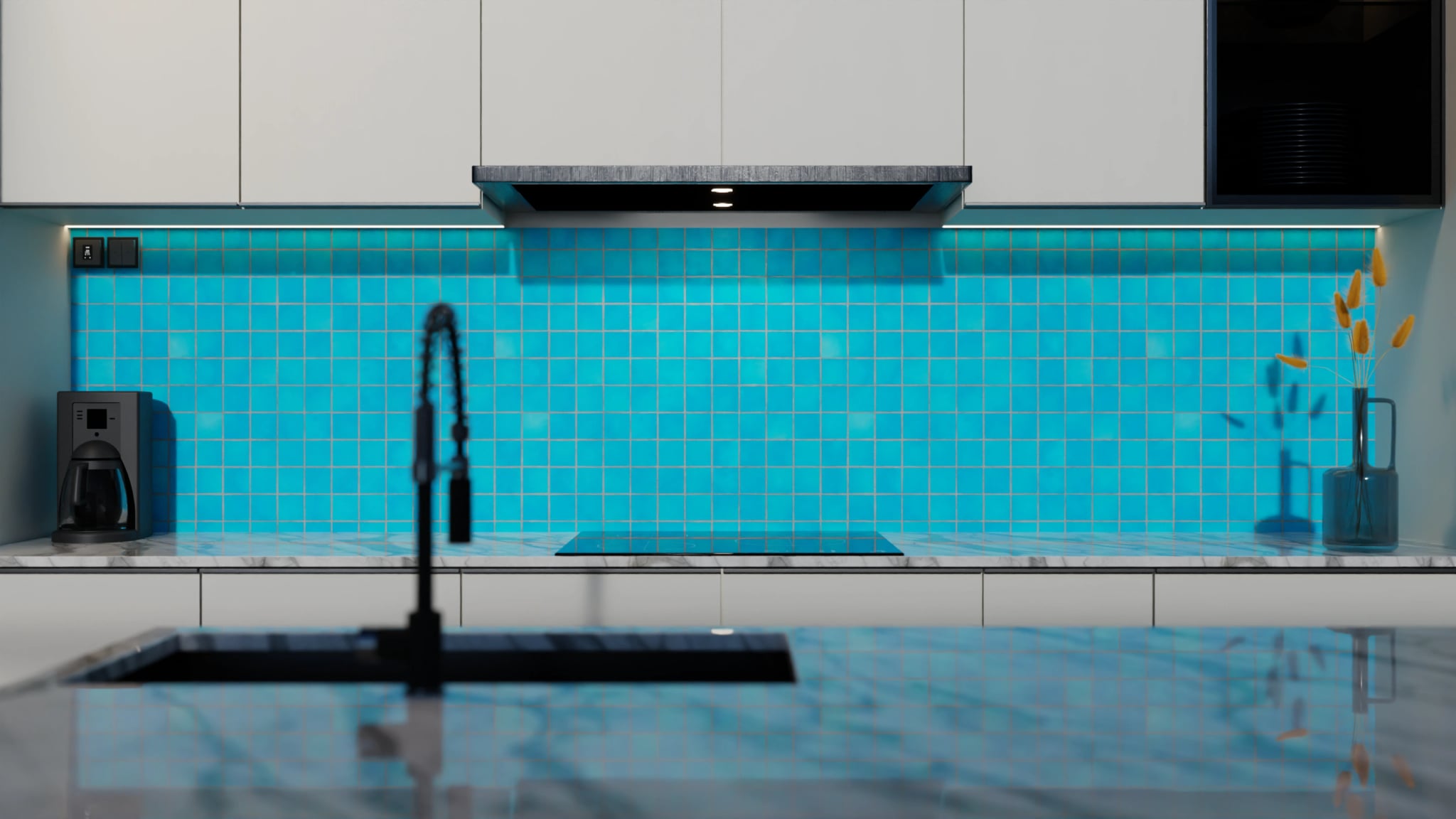Küchenrückwand - Pool-Fliesen Türkis – Bild 4
