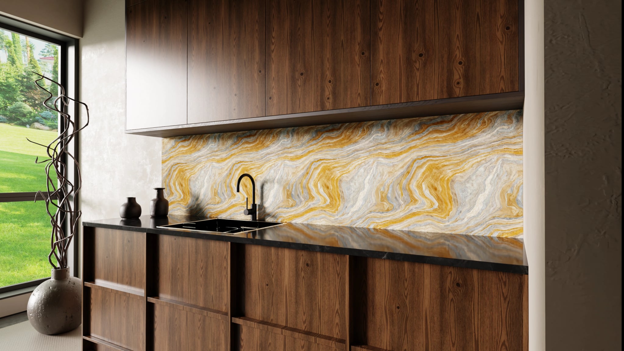 Küchenrückwand - Onyx Gold-Blaugrau – Bild 2