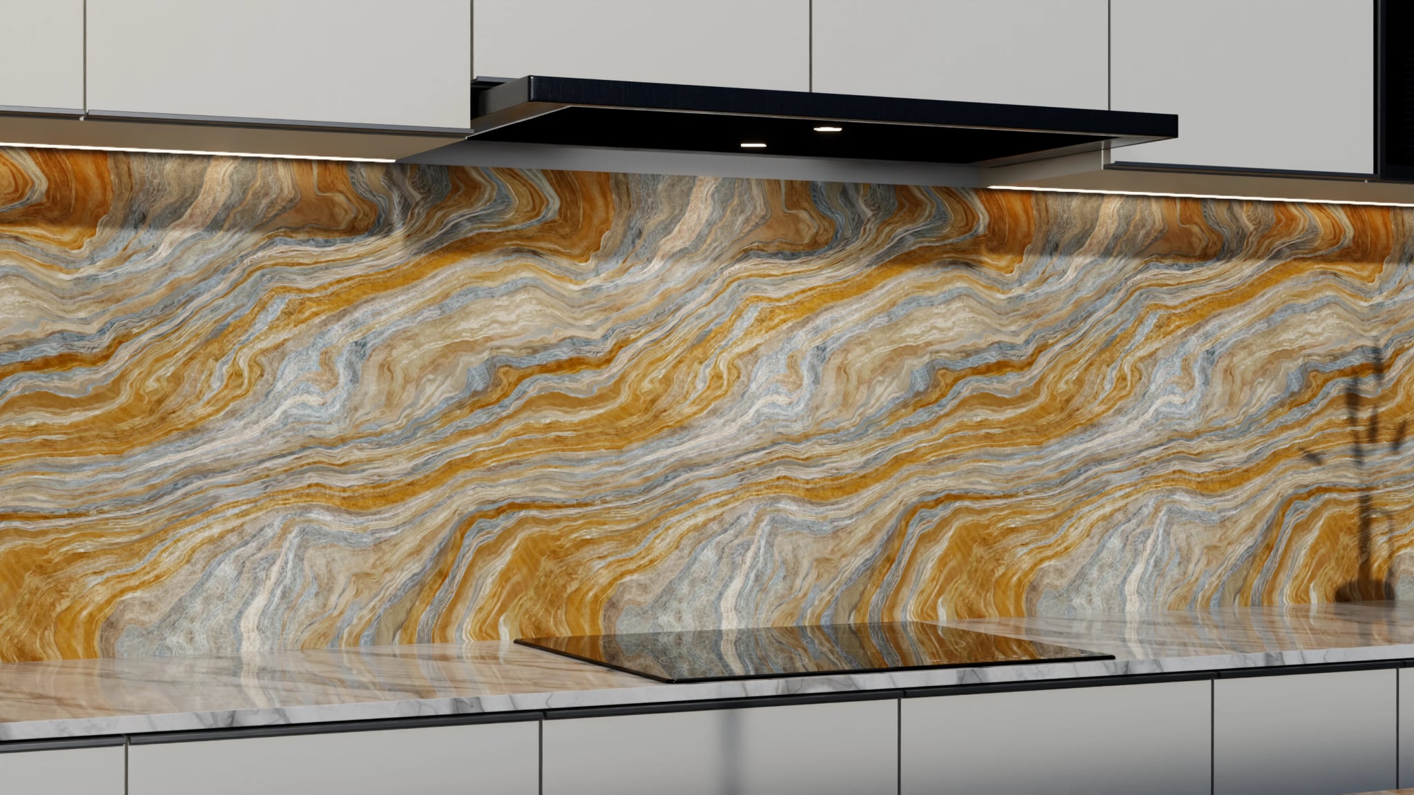 Küchenrückwand - Onyx Gold-Blaugrau – Bild 3