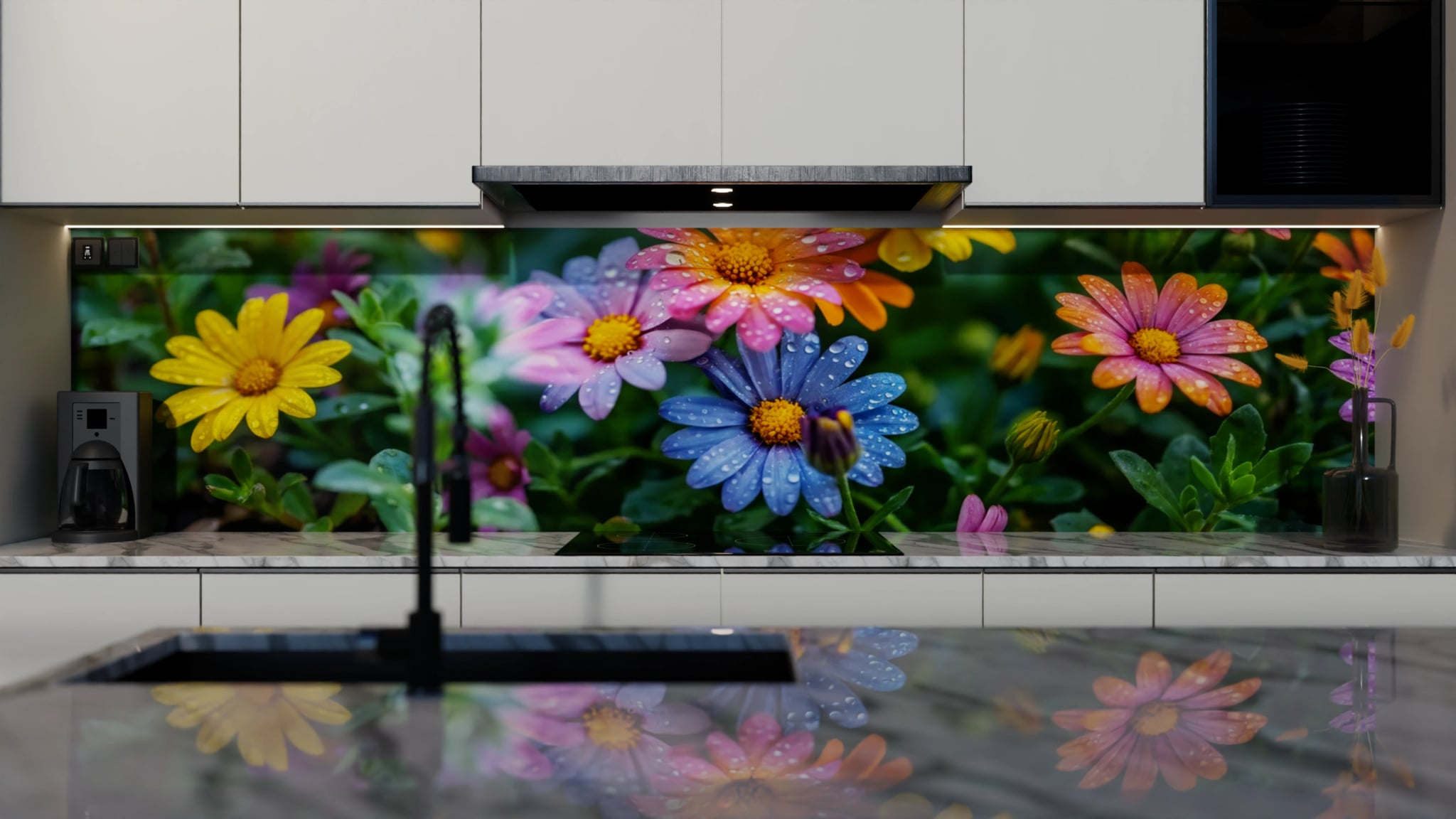 Küchenrückwand - Margeriten Bunter Mix – Bild 4