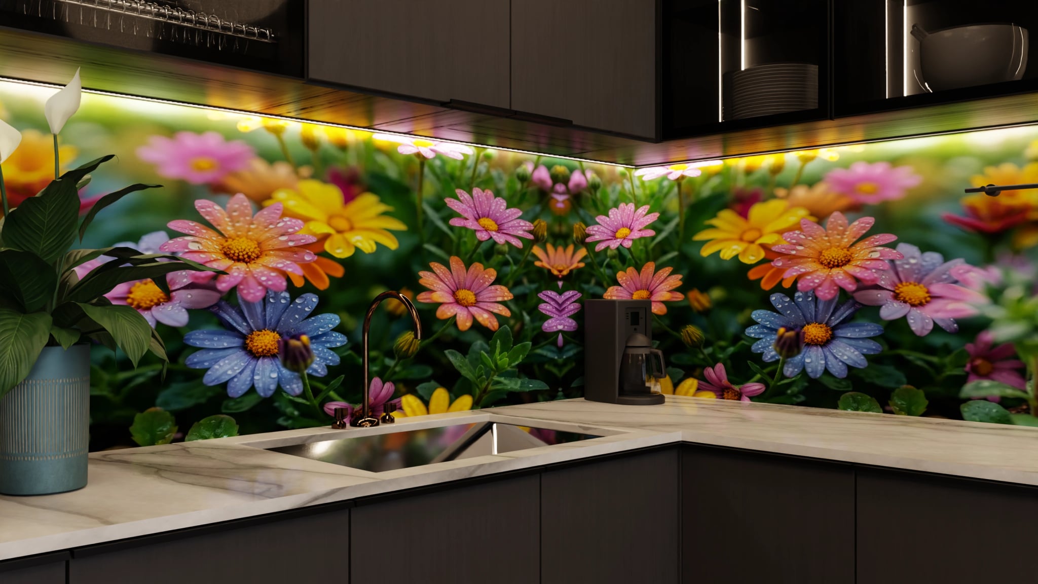 Küchenrückwand - Margeriten Bunter Mix – Bild 5