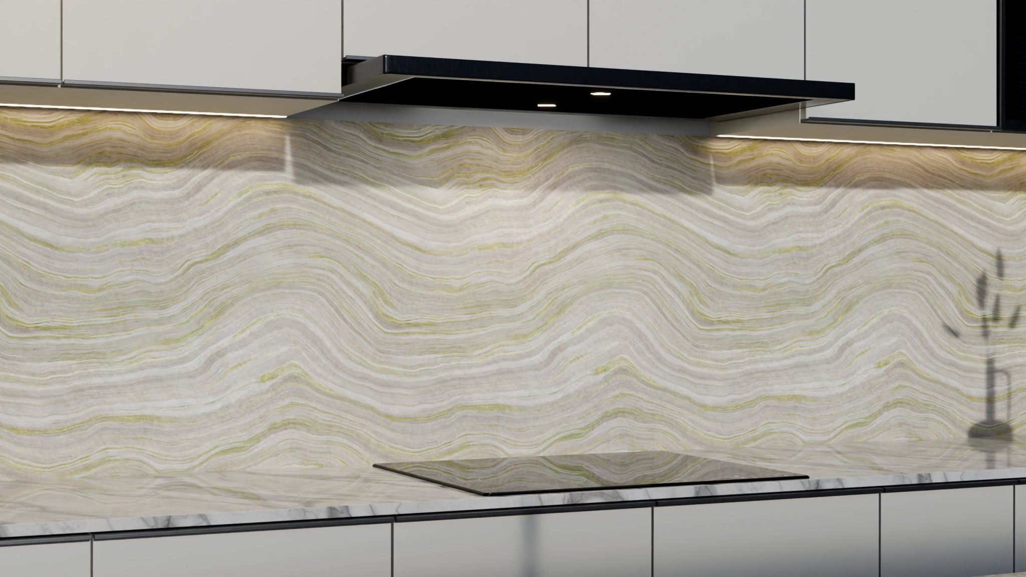 Küchenrückwand - Onyx Creme-Olivgrün – Bild 3
