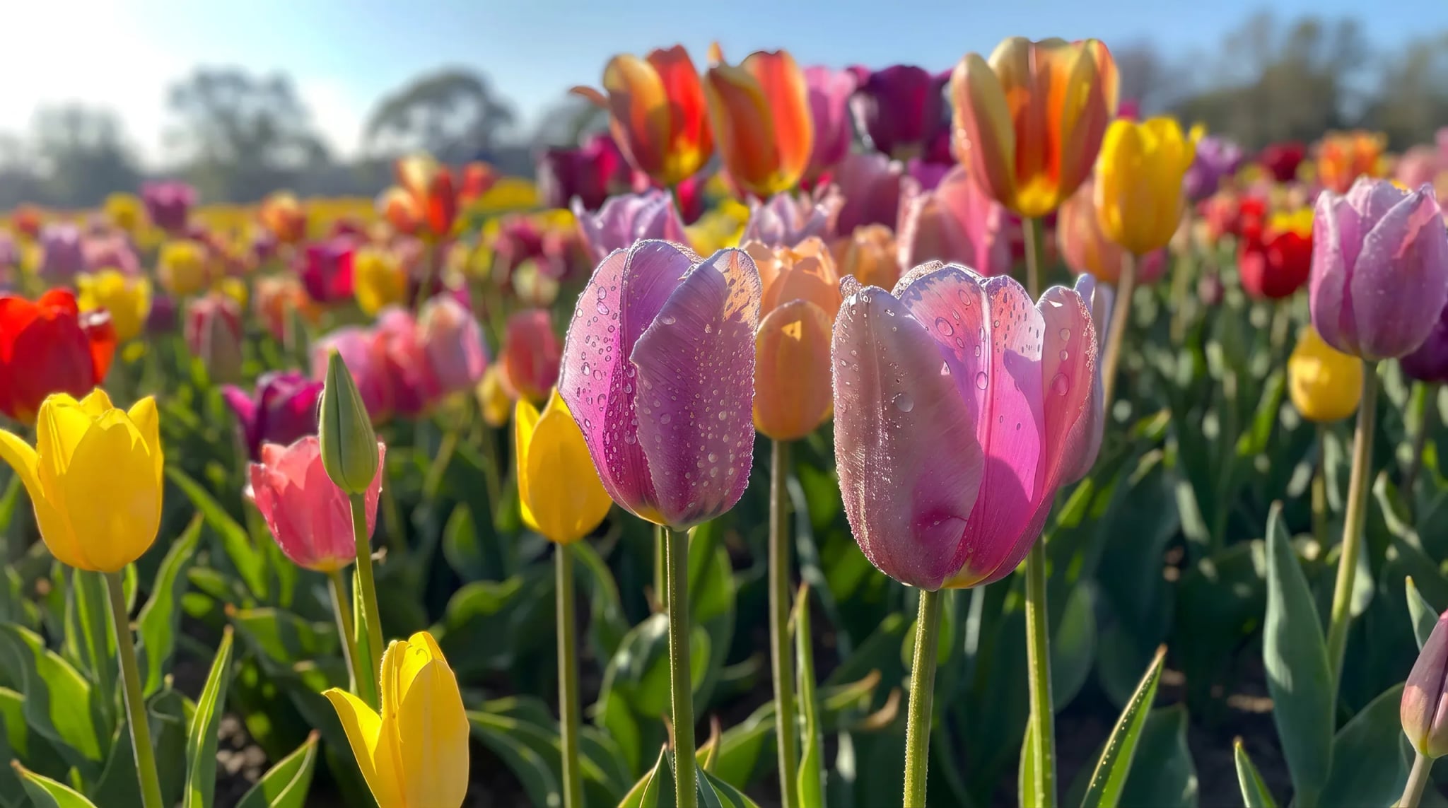 Küchenrückwand - Tulpen Bunt Regentropfen – Bild 11