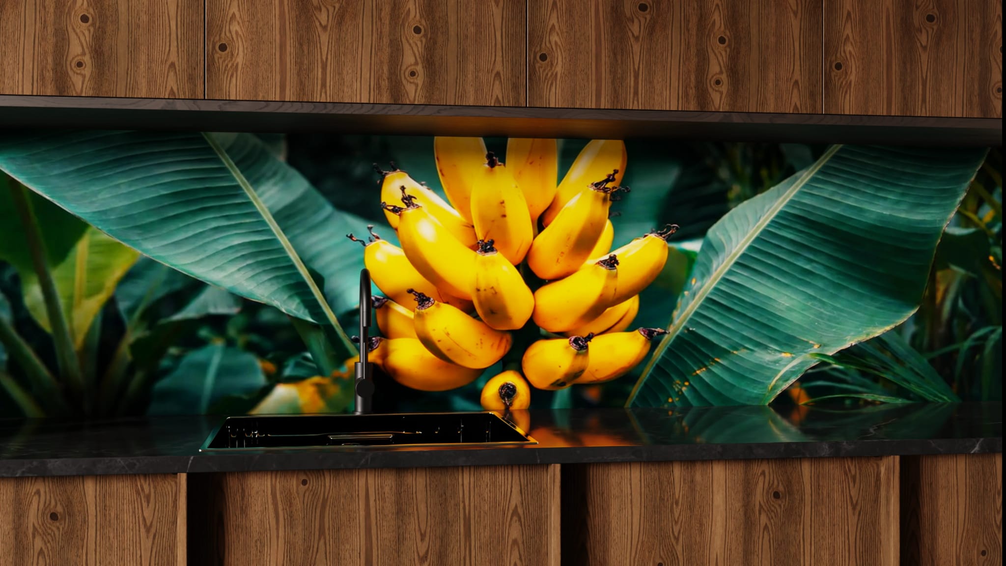 Küchenrückwand - Banane Tropisch Goldgelb