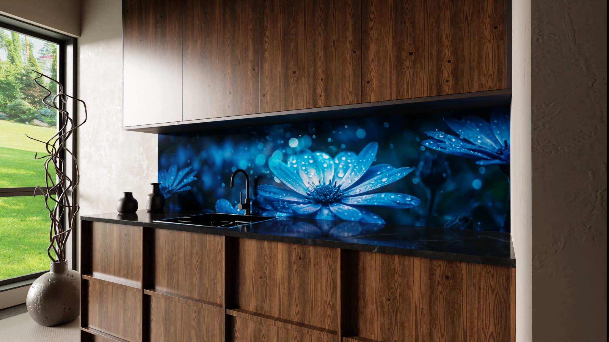 Küchenrückwand - Anemonen Blau Nacht – Bild 2