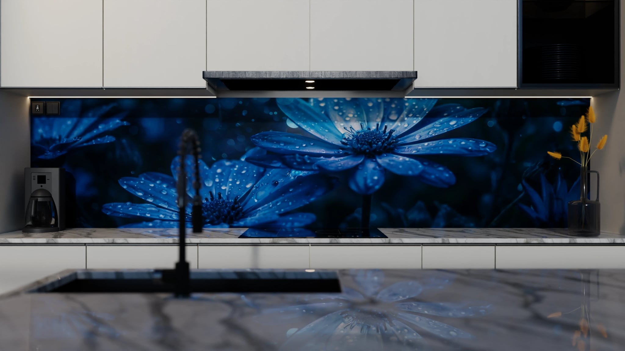Küchenrückwand - Anemonen Blau Nacht – Bild 4