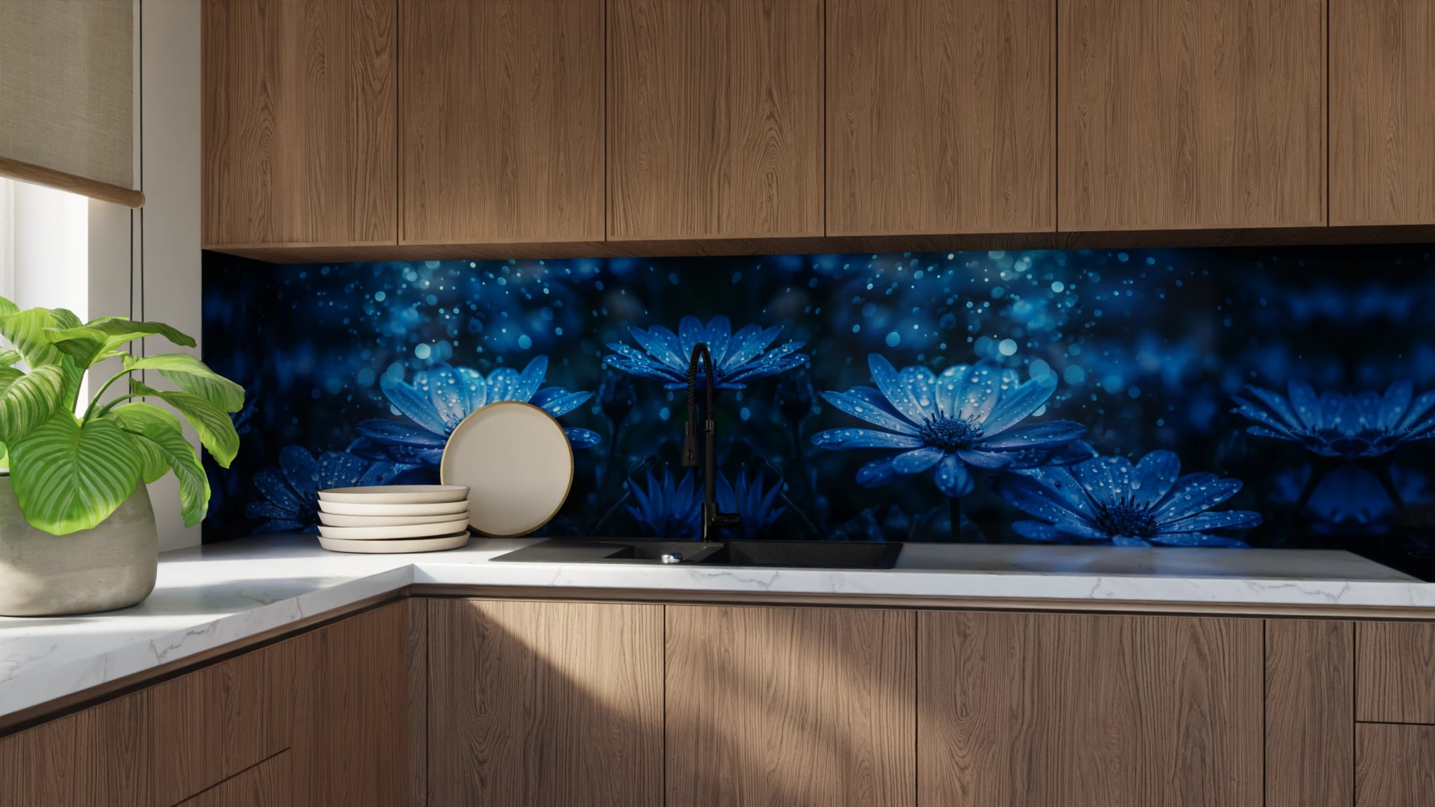 Küchenrückwand - Anemonen Blau Nacht – Bild 9