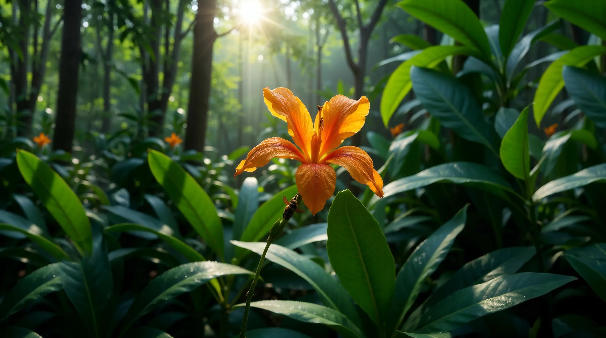 Küchenrückwand - Tropenblüte Orange Wald – Bild 11