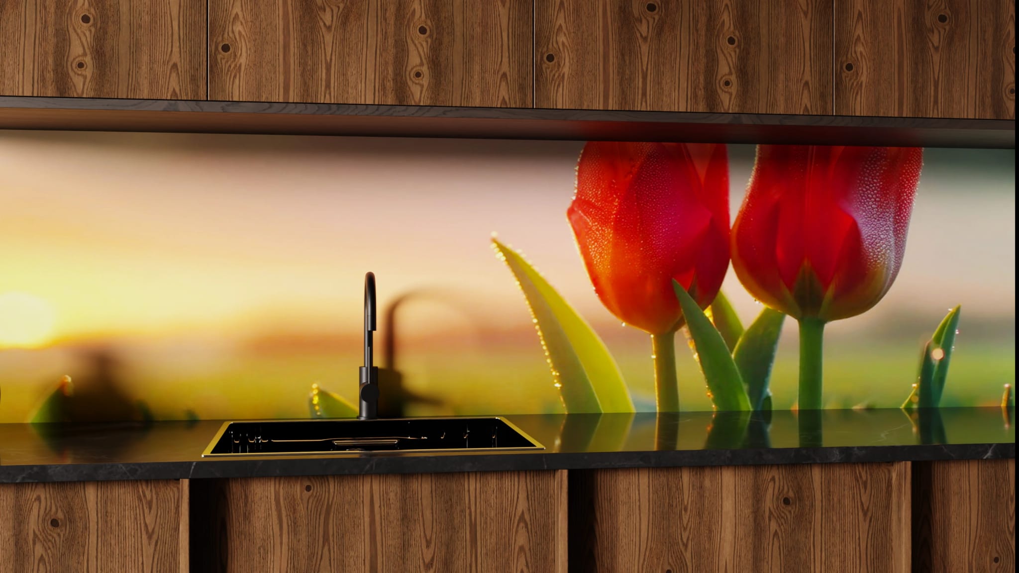 Küchenrückwand - Tulpen Rot Morgenrot