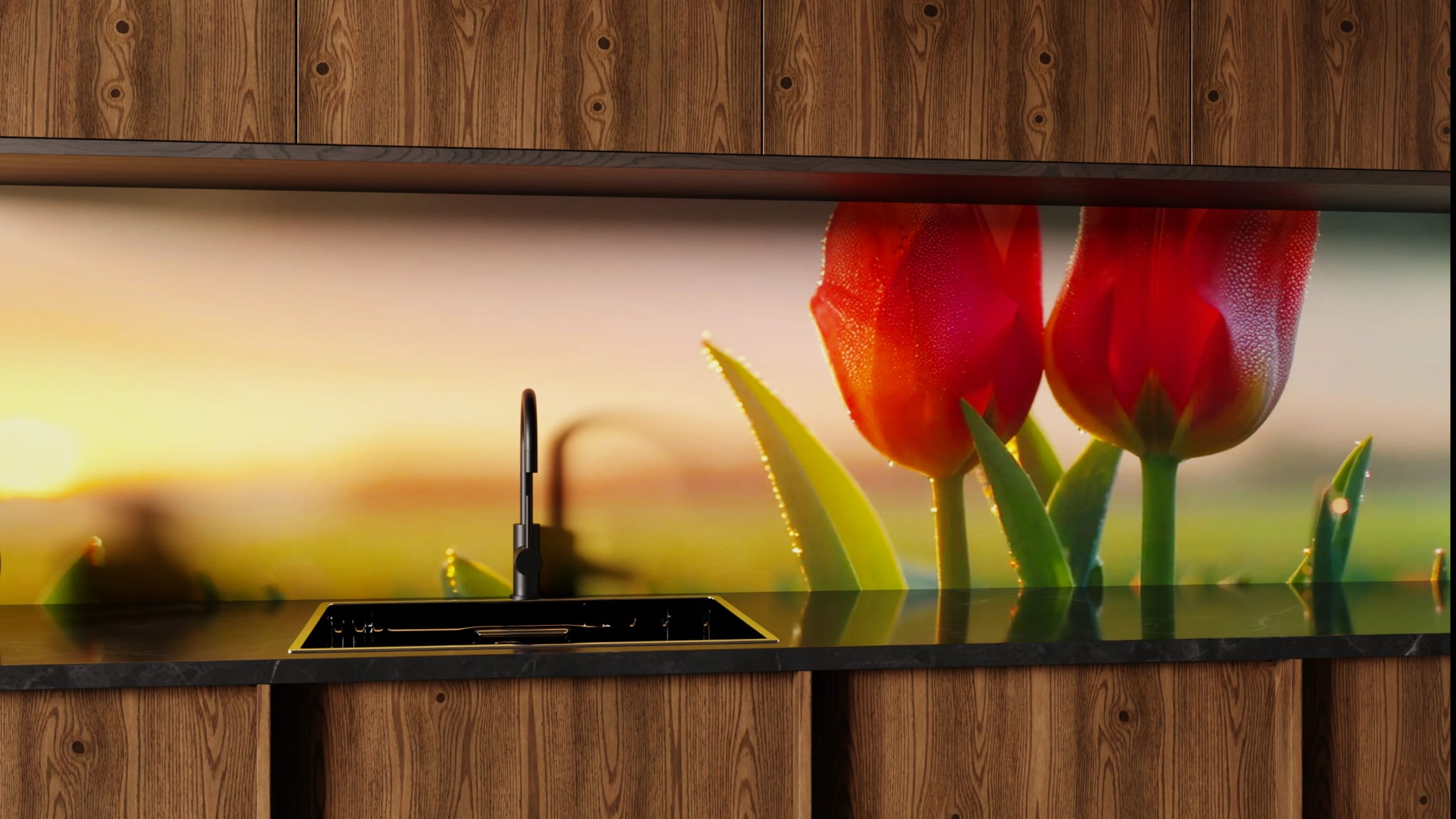Küchenrückwand - Tulpen Rot Morgenrot – Bild 1