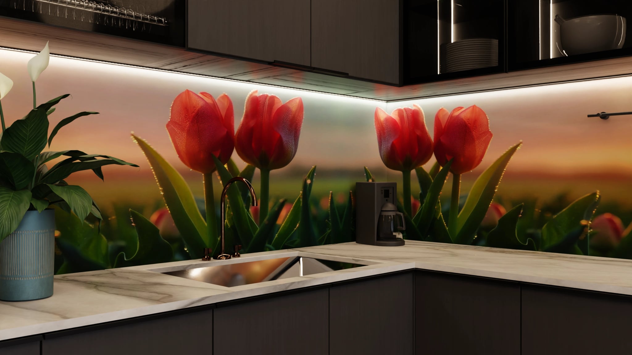 Küchenrückwand - Tulpen Rot Morgenrot – Bild 5