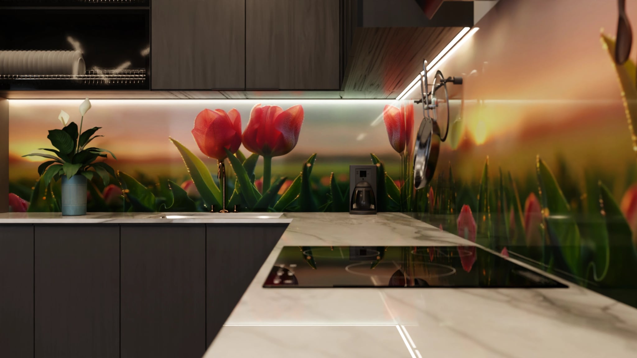 Küchenrückwand - Tulpen Rot Morgenrot – Bild 6