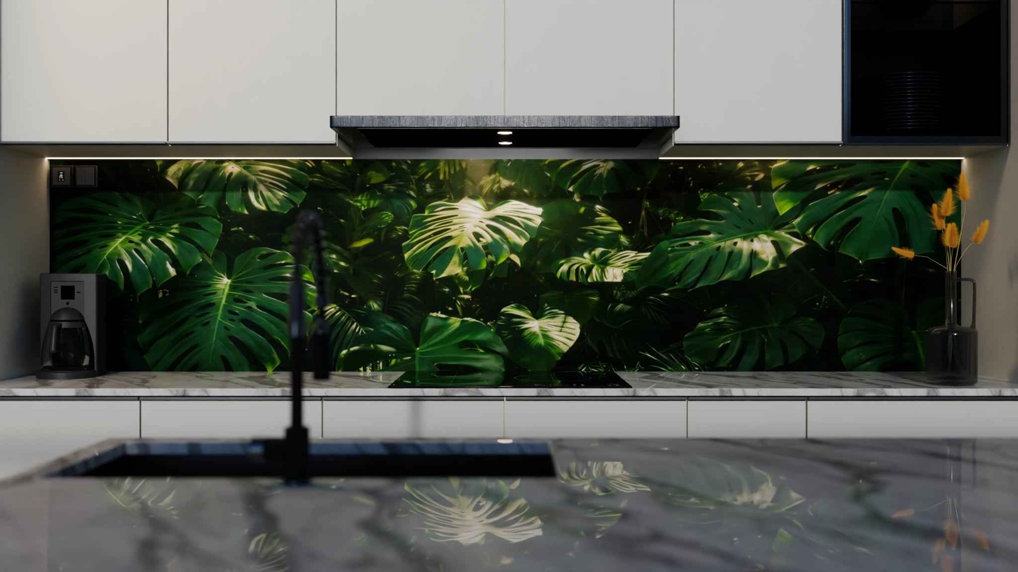 Küchenrückwand - Monstera Dschungel Sonnenlicht – Bild 4