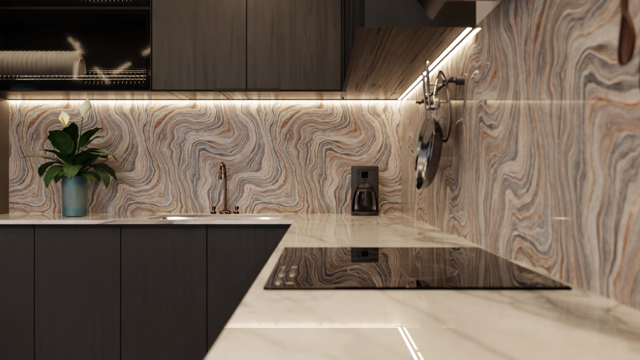 Küchenrückwand - Onyx Grau-Kupfer – Bild 6