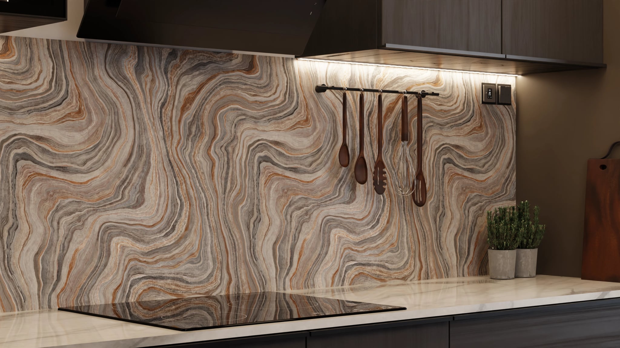 Küchenrückwand - Onyx Grau-Kupfer – Bild 7