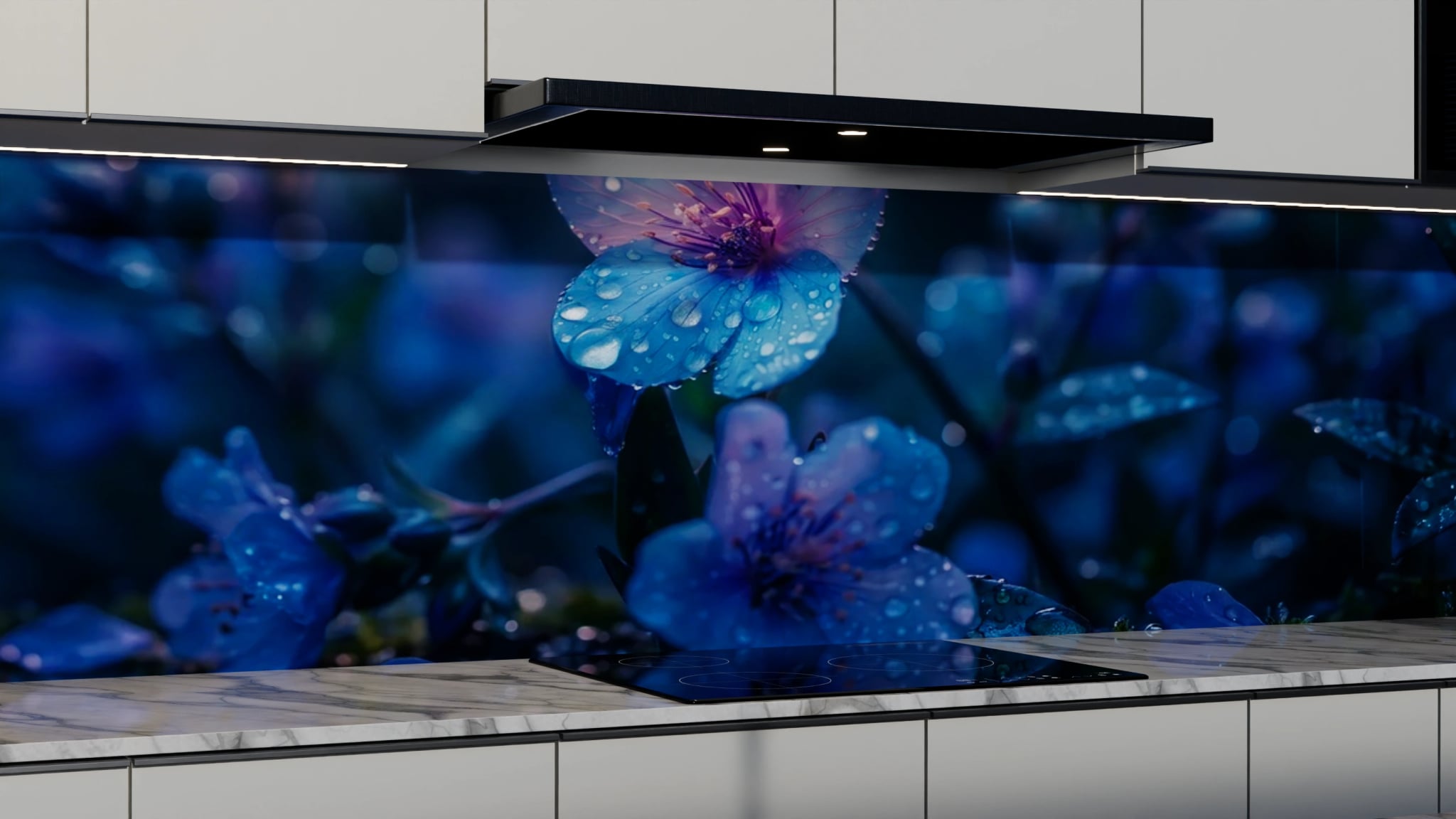 Küchenrückwand - Waldblüten Blau Regen – Bild 3