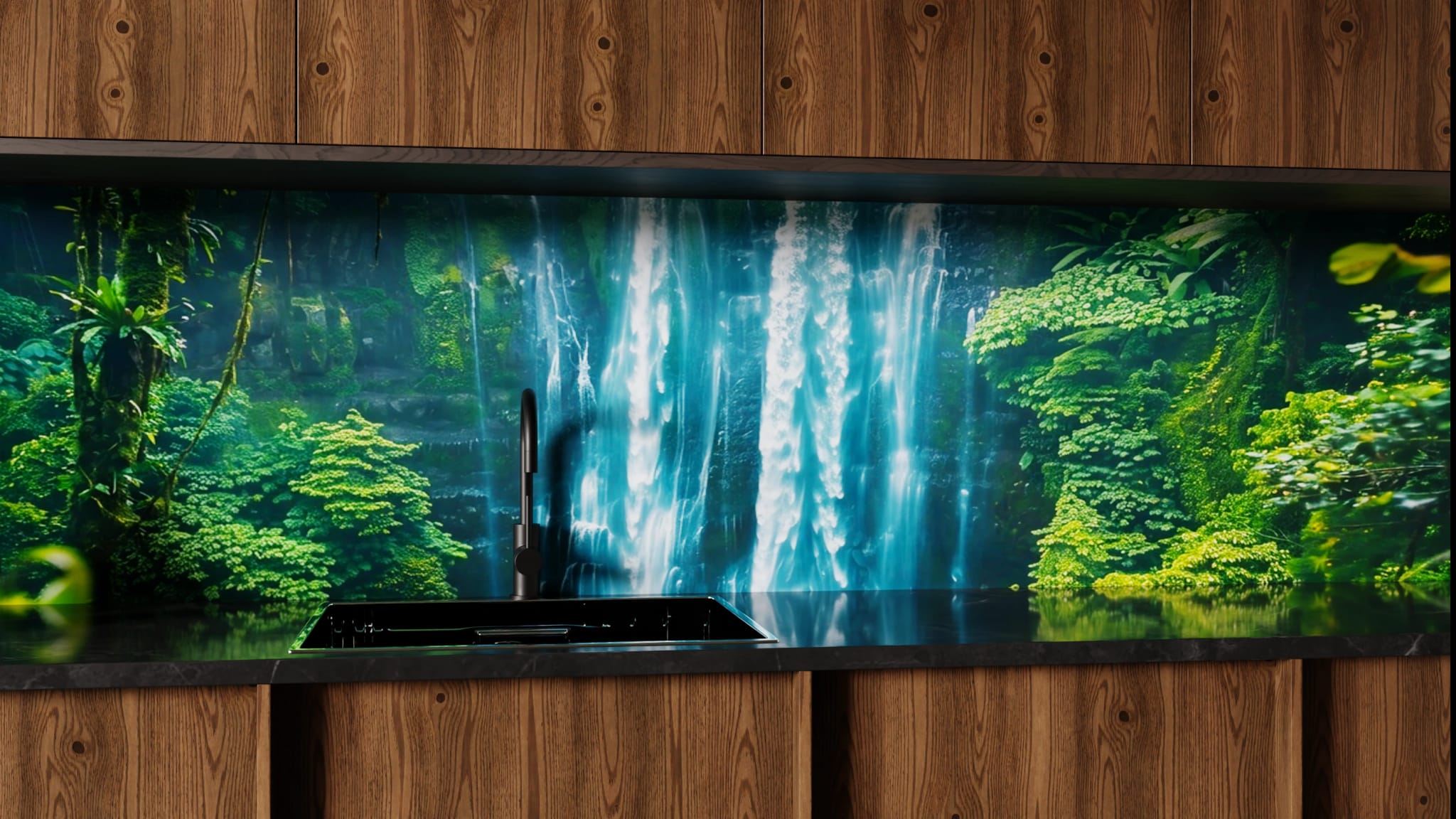 Küchenrückwand - Wasserfall Tropisch Dschungel