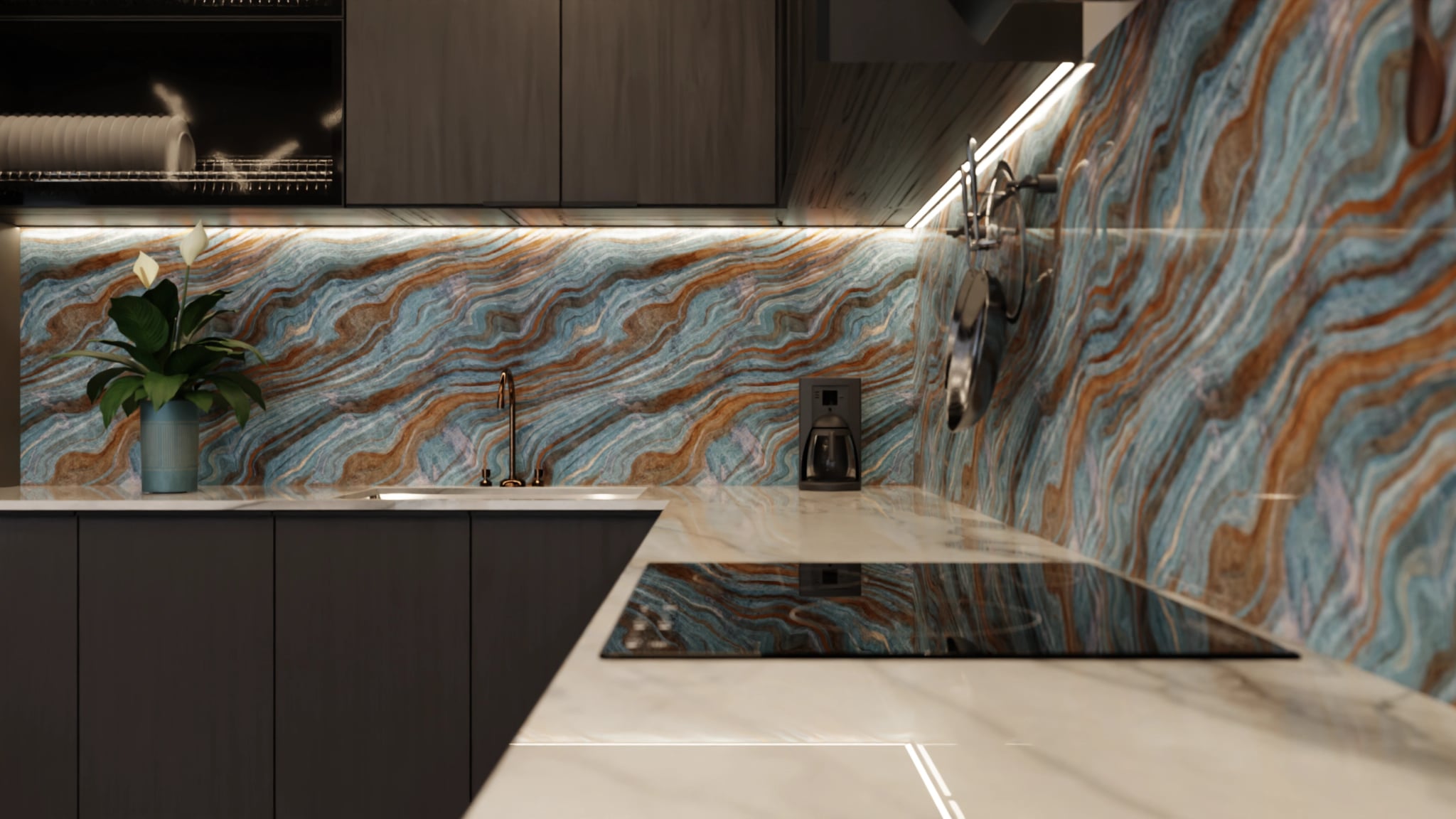 Küchenrückwand - Onyx Petrol-Kupfer – Bild 6